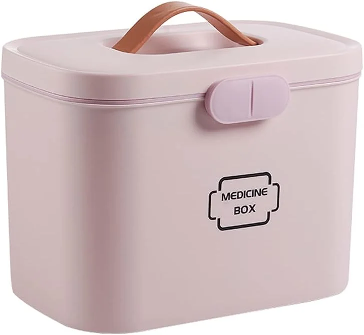 جعبه دارو، جعبه نگهداری دارو، بسته خانواده، جعبه کمک های اولیه قابل حمل، جعبه پزشکی PP (رنگ: صورتی)