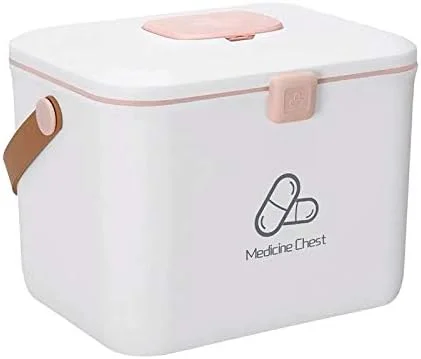 جعبه نگهداری دارو، جعبه کمک های اولیه قابل حمل، کابینت داروی خانواده، جعبه قرص، سازمان دهنده با محفظه، جعبه نگهداری لوازم ضروری خانواده (رنگ: سفید)