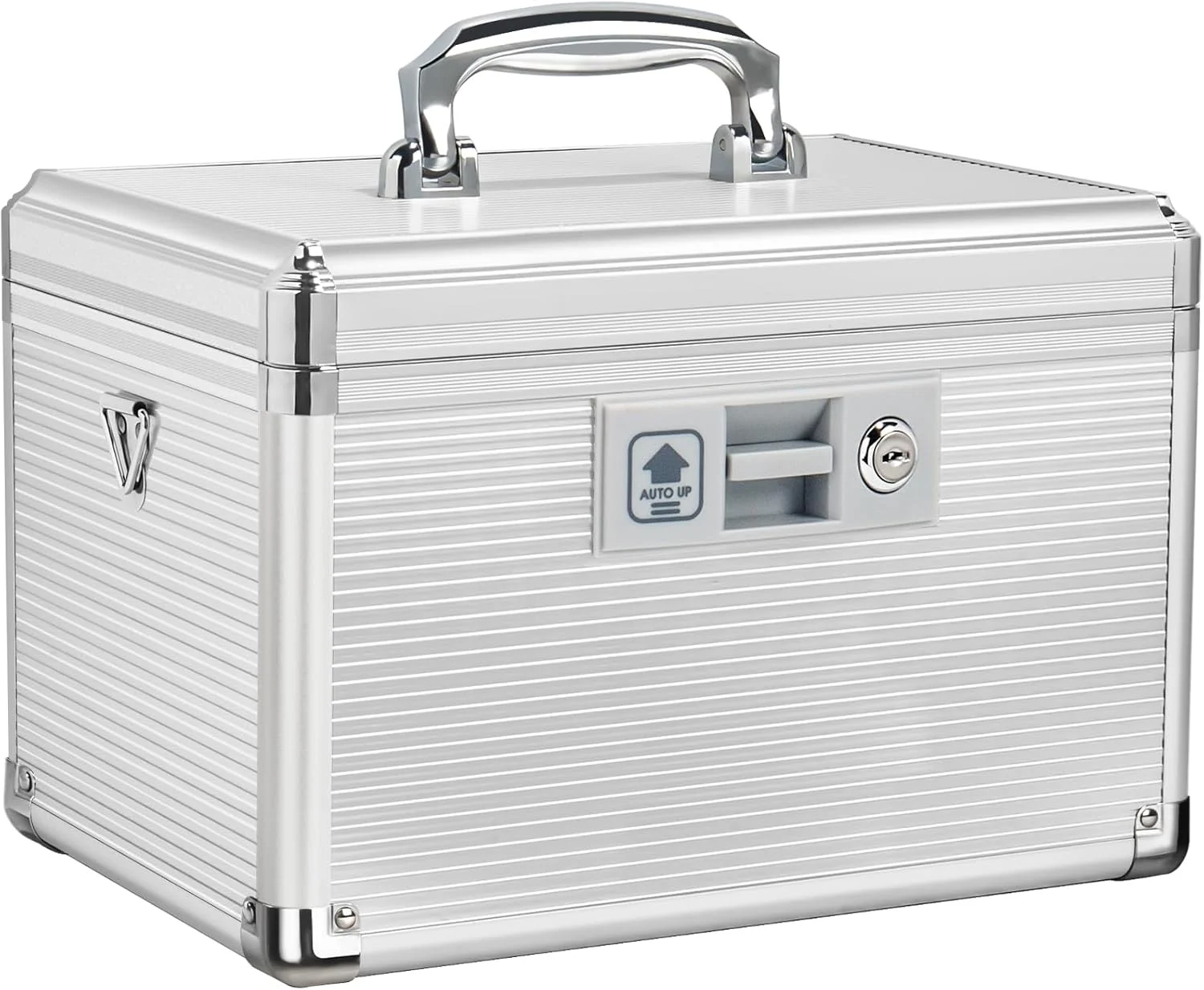 جعبه قفل دار دارو، جعبه آلیاژ آلومینیوم برای دارو، جعبه کمک های اولیه با سینی جداشدنی برای نگهداری داروها و قرص ها برای منزل، نقره ای 30 * 19.5 * 20 سانتی متر