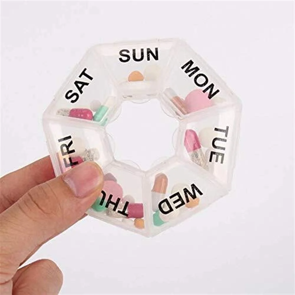 جعبه قرص 7 روزه KIDOZI، جعبه ویتامین مسافرتی گرد کوچک قابل حمل، نگهدارنده قرص مرتب ساز