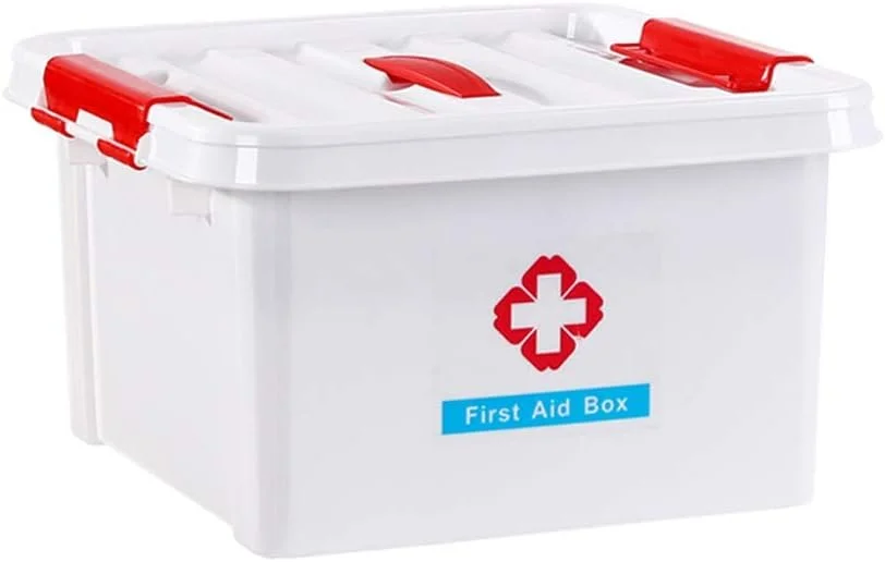 جعبه نگهداری لوازم پزشکی خانگی کیدوزی، جعبه کمک های اولیه پلاستیکی، محفظه قابل حمل قرص با ظرفیت بزرگ (رنگ: خاکستری)، رنگ: شفاف (رنگ: سفید)