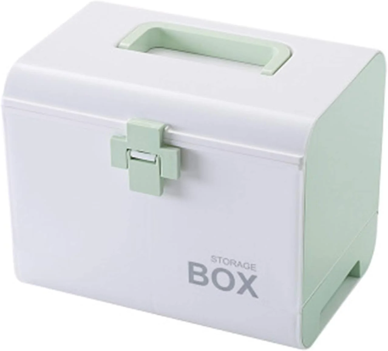 جعبه کمک های اولیه خانگی، ظرفیت بزرگ، جعبه نگهداری چند محفظه ای، جعبه پزشکی، جعبه داروی پلاستیکی قابل حمل چند منظوره، جعبه داروی کودکان (رنگ: سبز)