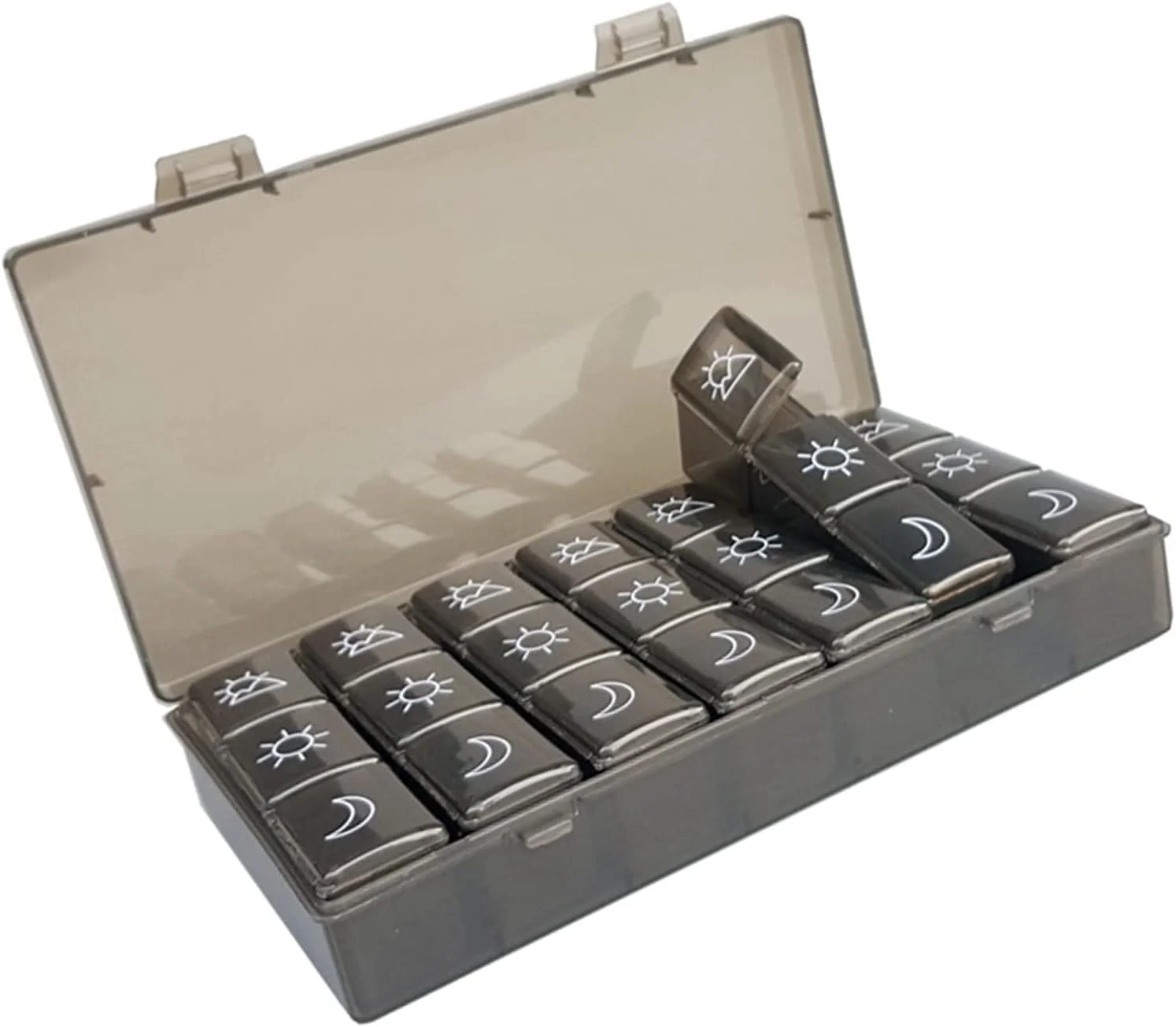 جعبه قرص بزرگ 21 خانه فافیسی، جعبه قابل حمل مشکی