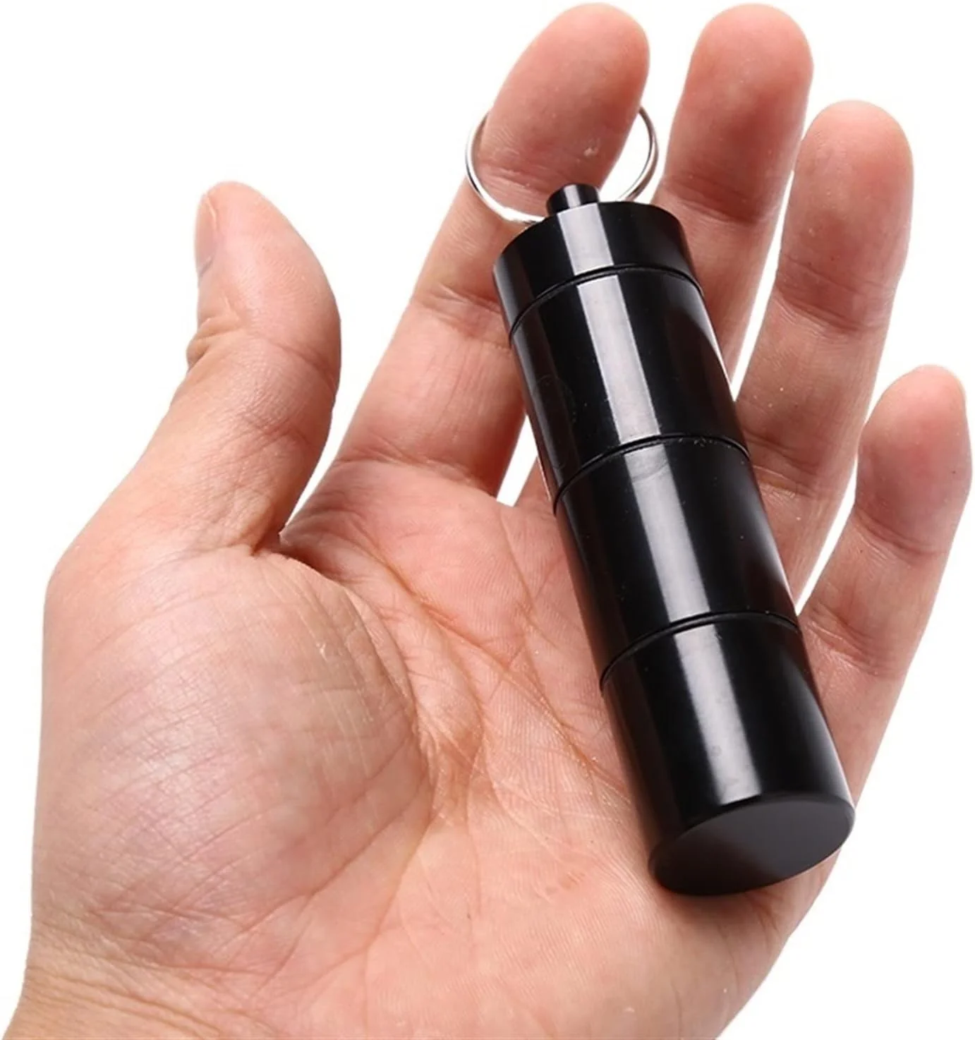 جعبه آلومینیومی قابل حمل برای بقا، محفظه ضد آب برای قرص، جعبه نگهداری دارو، بطری کمک های اولیه با جا کلیدی، کیت های مسافرتی، 1 عدد سازمان دهنده ذخیره سازی