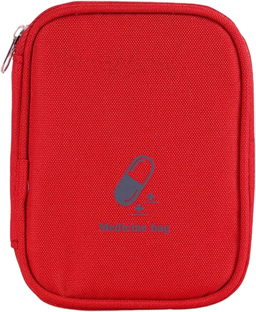 کیف کمک های اولیه مسافرتی، کیف خالی برای نگهداری دارو با محفظه های متعدد، کیف کوچک کمک های اولیه با زیپ، جیب مناسب برای قرص