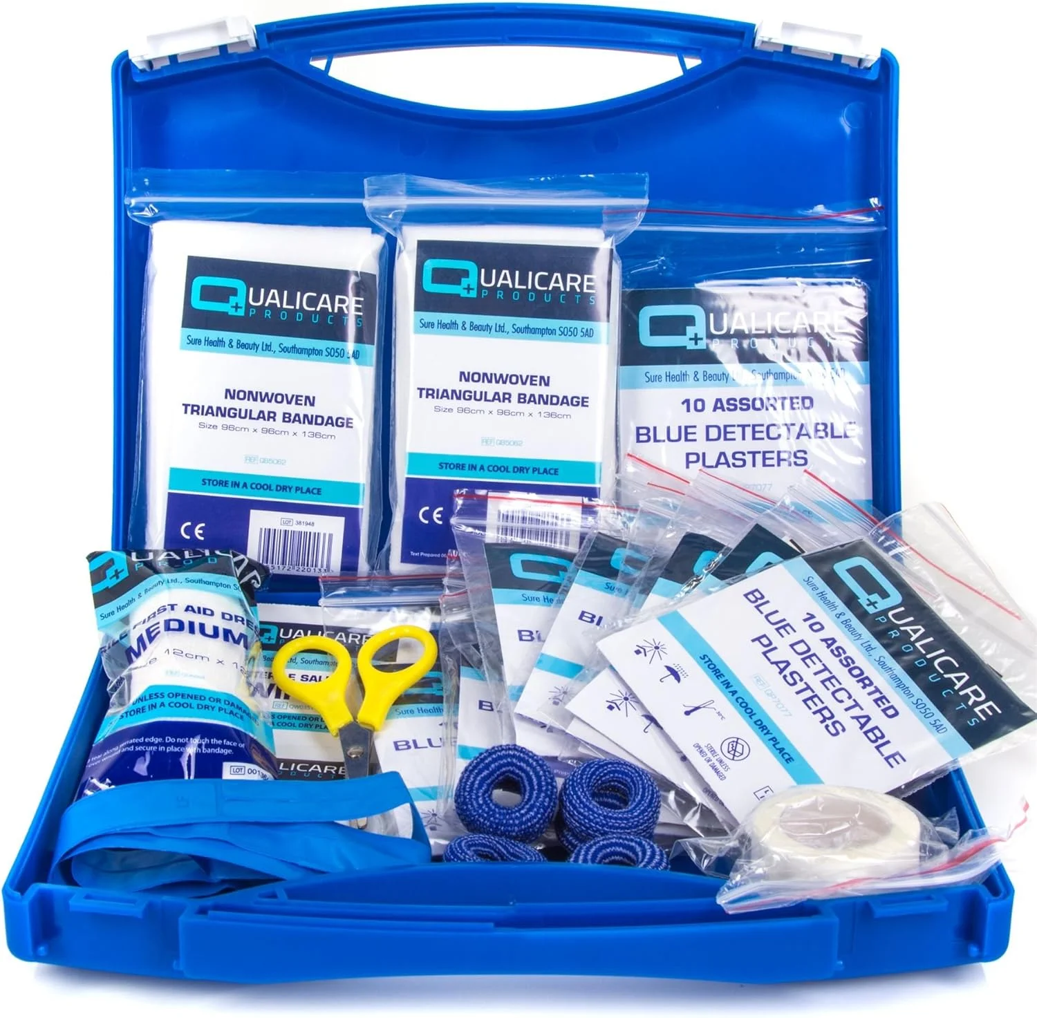 جعبه کمک های اولیه بومبور مناسب آشپزخانه، شامل چسب و پانسمان آبی