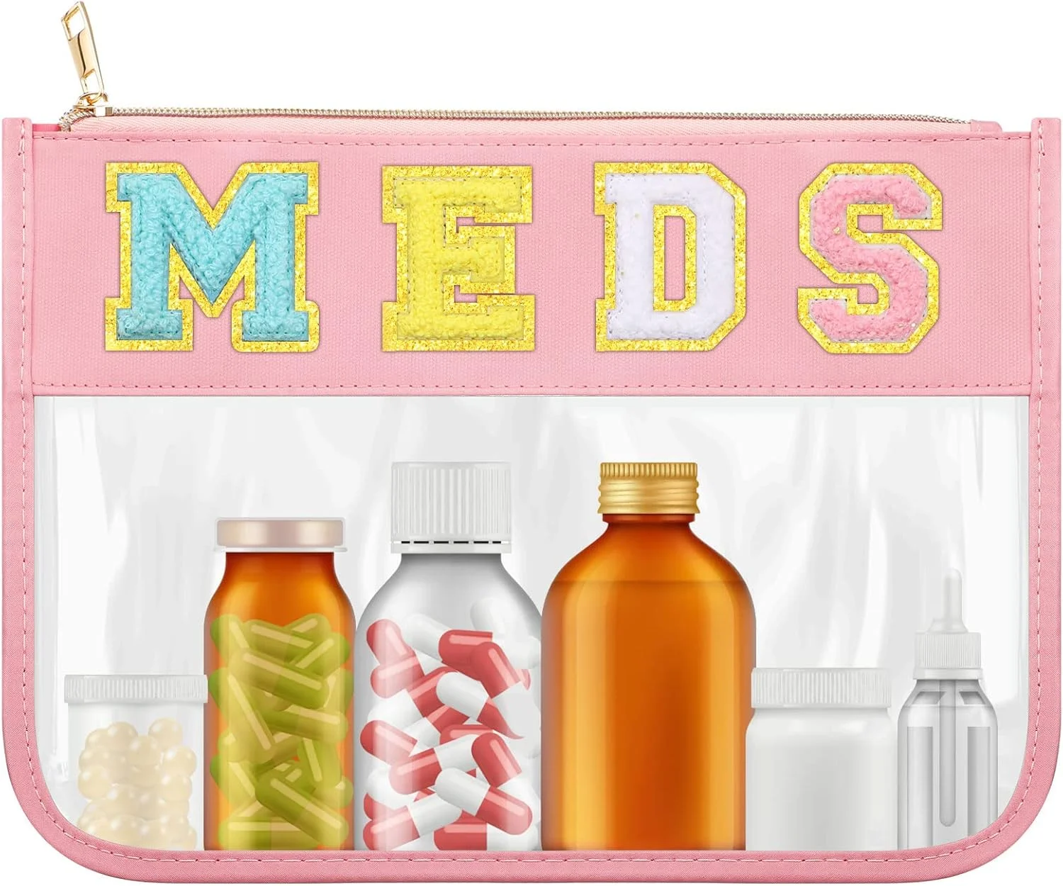 کیف نامه ای شانل کیگلی، شفاف، کیف زیپ دار چند منظوره قابل حمل برای دارو، کیف لوازم آرایش/کمک های اولیه برای لوازم کمپینگ، مسافرت، مدرسه و خانه، 30x22 سانتی متر، شفاف (دارو)