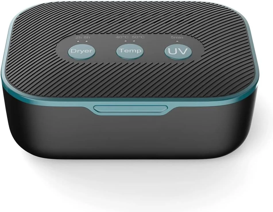 دستگاه خشک کن چند منظوره و اتوماتیک سمعک با اشعه ماوراء بنفش C (UVC) با 2 دما و 2 حالت کاری، لوازم جانبی مراقبت از سمعک