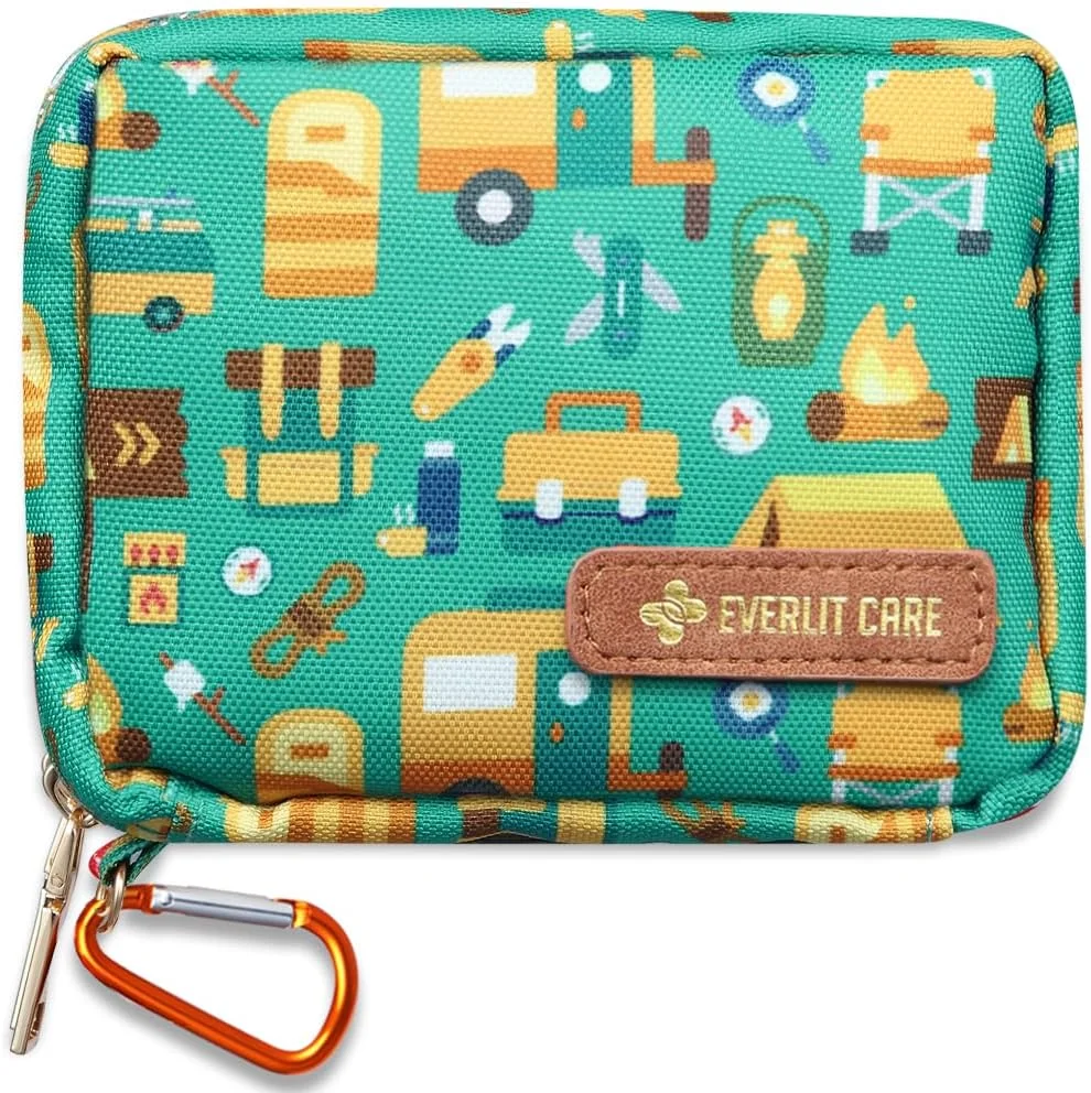 کیف کمک های اولیه کوچک EVERLIT | شامل 105 وسیله ضروری پزشکی سازماندهی شده در کیف قابل حمل | جعبه کمک های اولیه جیبی کودکانه با حلقه D | کیف پزشکی مسافرتی کوچک و مناسب خانواده (کمپینگ)