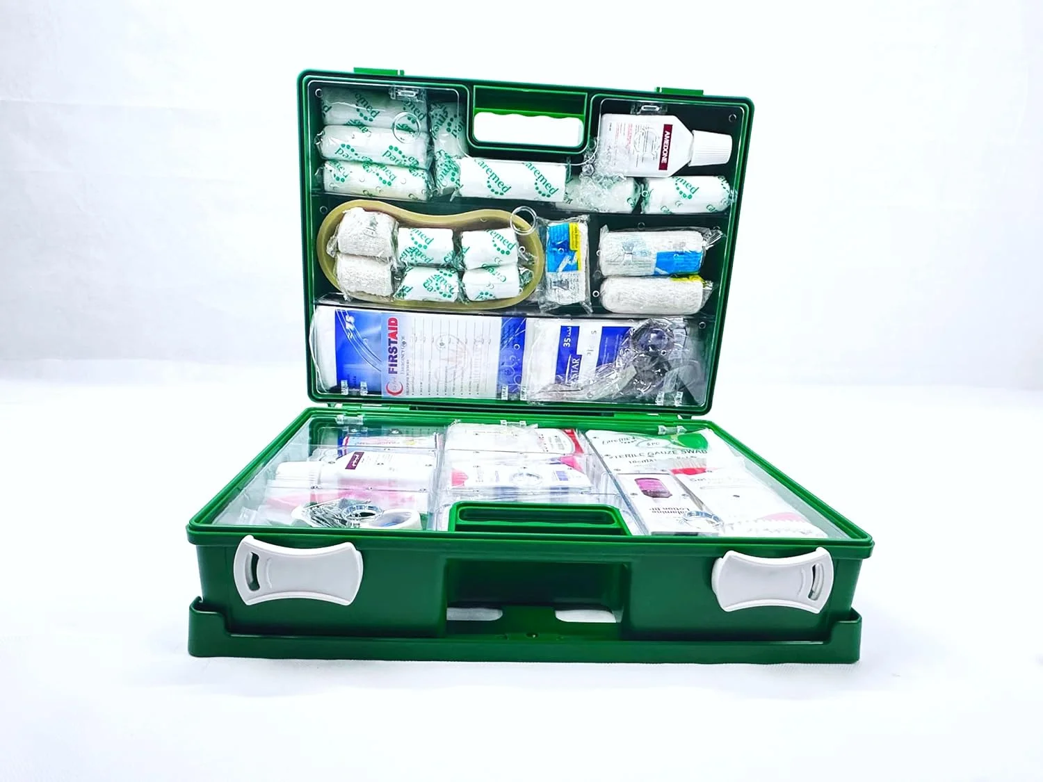 جعبه کمک های اولیه دیواری سبز رنگ (40X30X15 سانتی متر) به همراه آویز (مدل BM007)