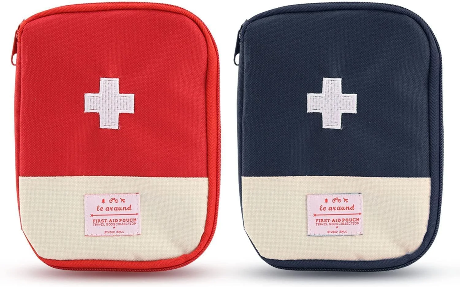 کیف کمک های اولیه کوچک مسافرتی، 2 عدد کیف نگهداری خالی قابل حمل برای کیت های کمک های اولیه و جعبه های دارو، سازمان دهنده سبک و بادوام برای کمپینگ، پیاده روی، ورزش های فضای باز و مسافرت