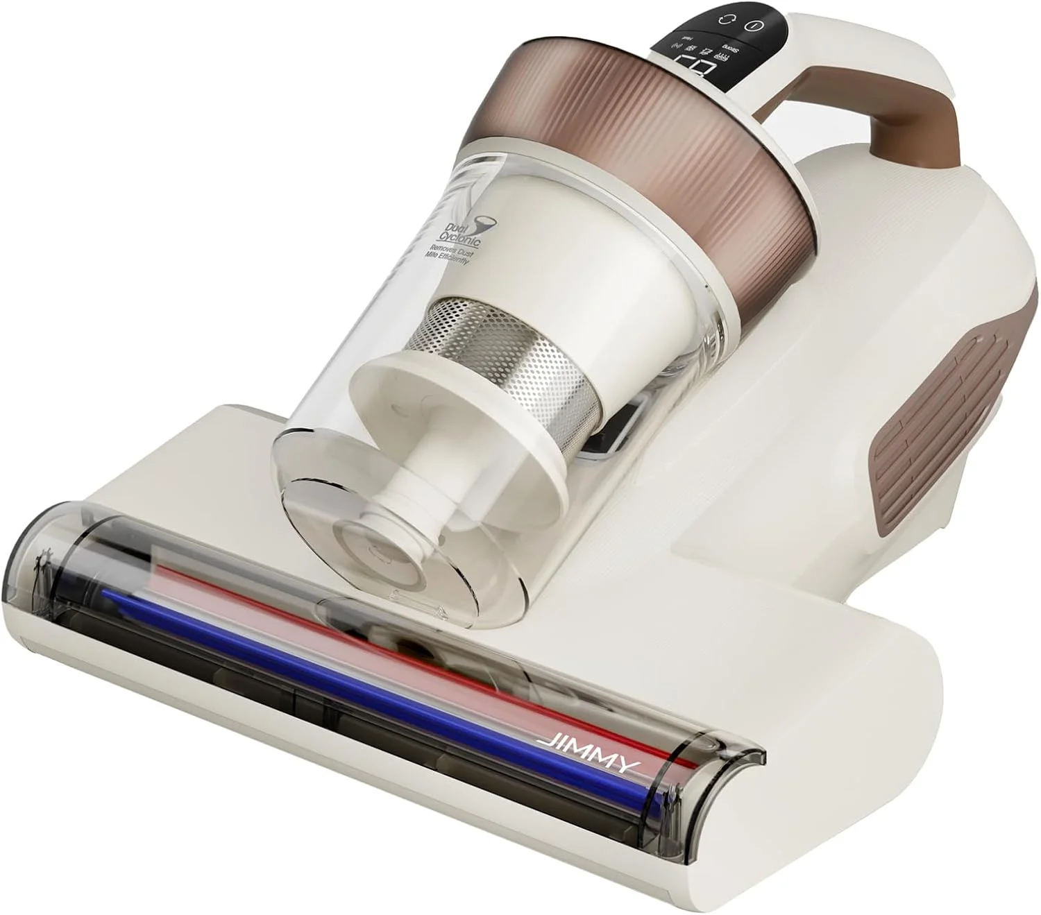 جاروبرقی تشک جیمی با نور UV-C، عملکرد هوای گرم، صفحه نمایش LED، سنسور گرد و غبار، حذف کنه های گرد و غبار 600 وات 15 کیلو پاسکال، جاروبرقی تخت خواب برای تمیز کردن عمیق تشک، مبل و غیره (BX6 Lite)