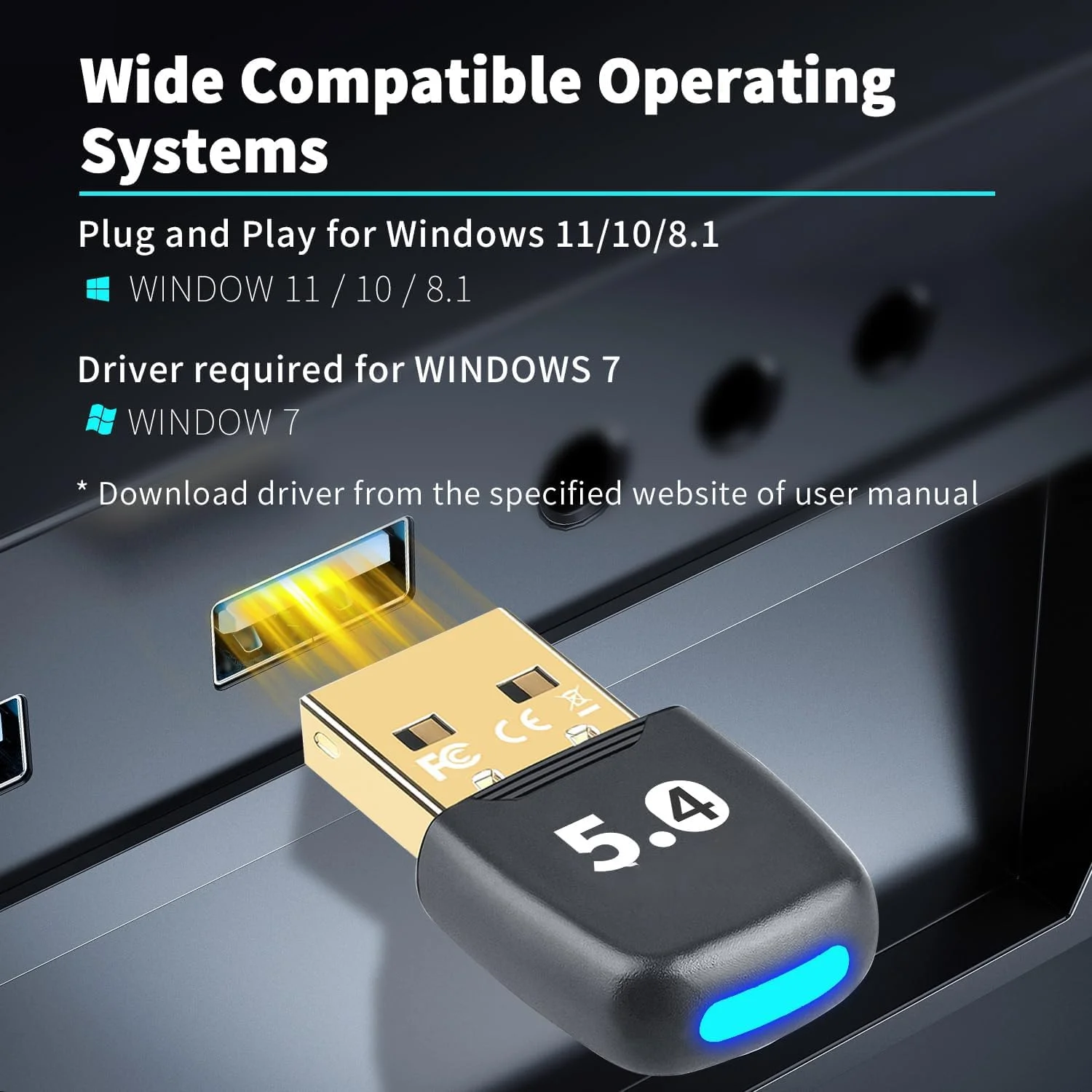 جدیدترین آداپتور بلوتوث 5.4 NALACAL USB برای لپ تاپ و کامپیوتر، دانگل فرستنده بی سیم با برد 20 متری برای کامپیوترهای رومیزی و ویندوز 11، 10، 8.1، 7، نصب آسان، اتصال به هدست، هدفون، بلندگو، کیبورد و ماوس