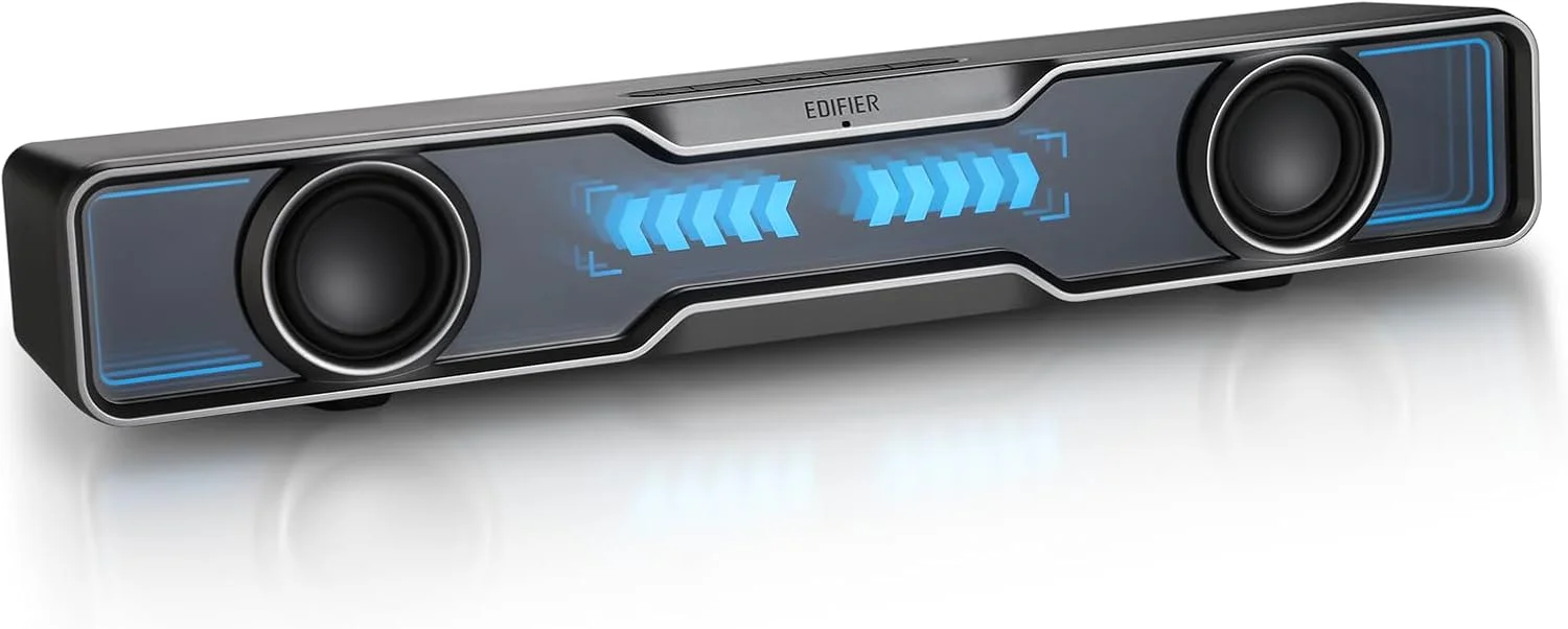 نوار صوتی چندرسانه‌ای Edifier QS30، نورپردازی پویا، بلوتوث V5.4، تقویت بیس، میکروفون داخلی، جلوه‌های صوتی متنوع، بلندگو با USB برای کامپیوتر رومیزی، لپ‌تاپ و تبلت - مشکی