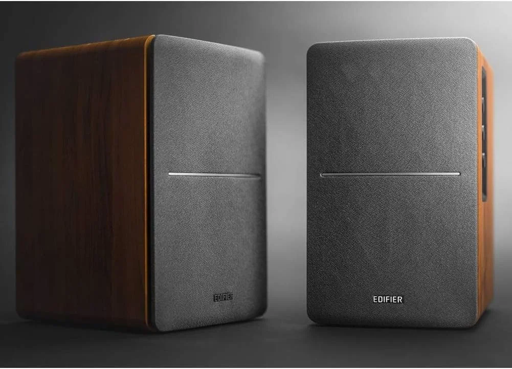 اسپیکرهای بلوتوثی قفسه کتابی Edifier R1280DB - ورودی اپتیکال - مانیتورهای استودیویی بی سیم - اسپیکر 4 اینچی میدان نزدیک - 42 وات RMS - قهوه ای طرح چوب
