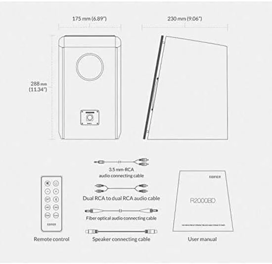 اسپیکرهای بلوتوثی رومیزی اکتیو Edifier R2000DB - ورودی اپتیکال - اسپیکرهای مانیتور استودیویی بی سیم 2.0 نزدیک میدان - 120 وات RMS با ووفر بزرگ 5 اینچی - مشکی