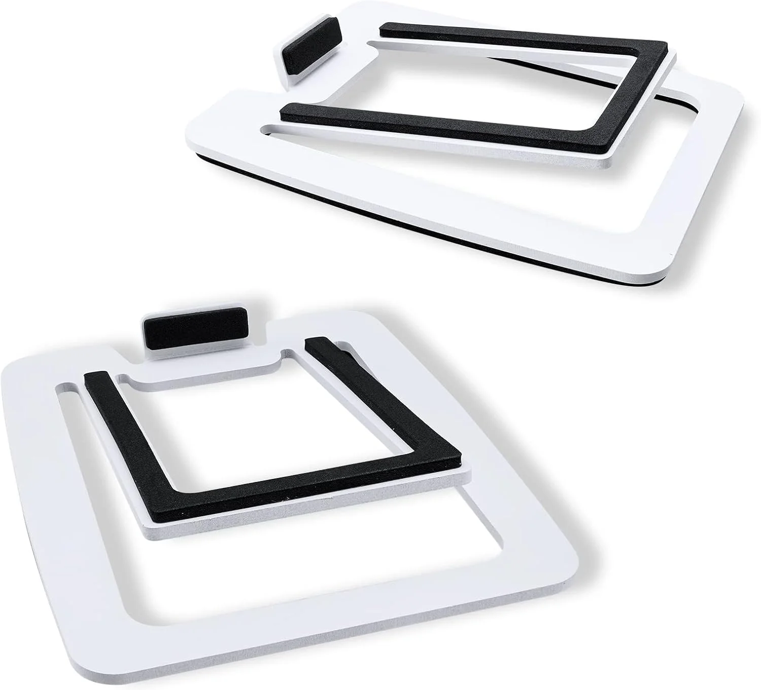 پایه رومیزی فلزی بلندگو، پایه بلندگو رومیزی برای بلندگوهای کامپکت 2 تا 3 اینچی، فوم میرایی برای بلندگوهای مانیتور کامپیوتر، مناسب برای SW208 (سفید، یک جفت)