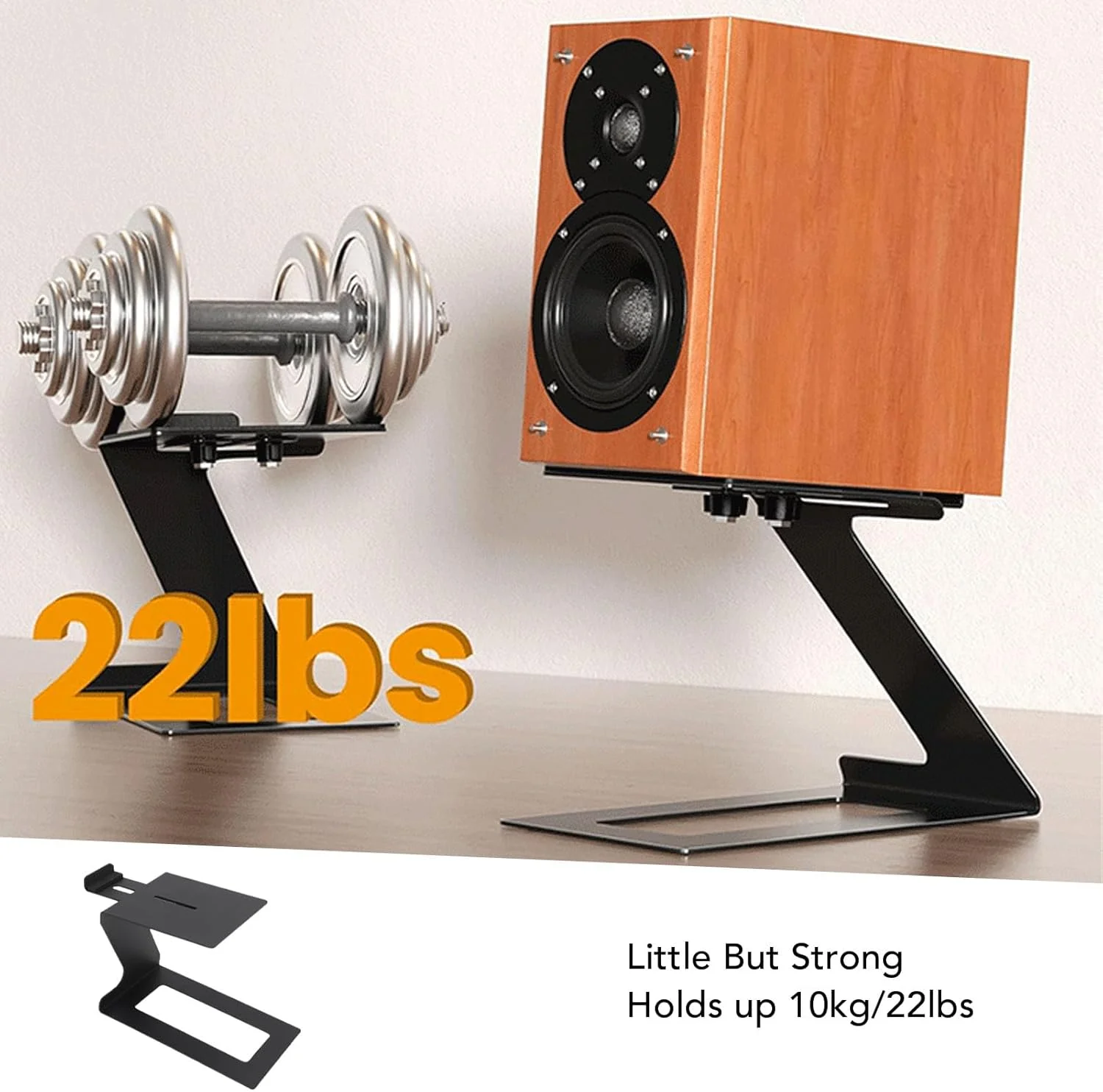 پایه بلندگو رومیزی با پدهای EVA، پایه بلندگوهای قفسه کتاب فلزی 20.6x15x12.4 سانتی‌متری، پشتیبانی مانیتور استودیو، پایه‌های فولادی کربنی برای بلندگوهای کوچک و متوسط کامپیوتر