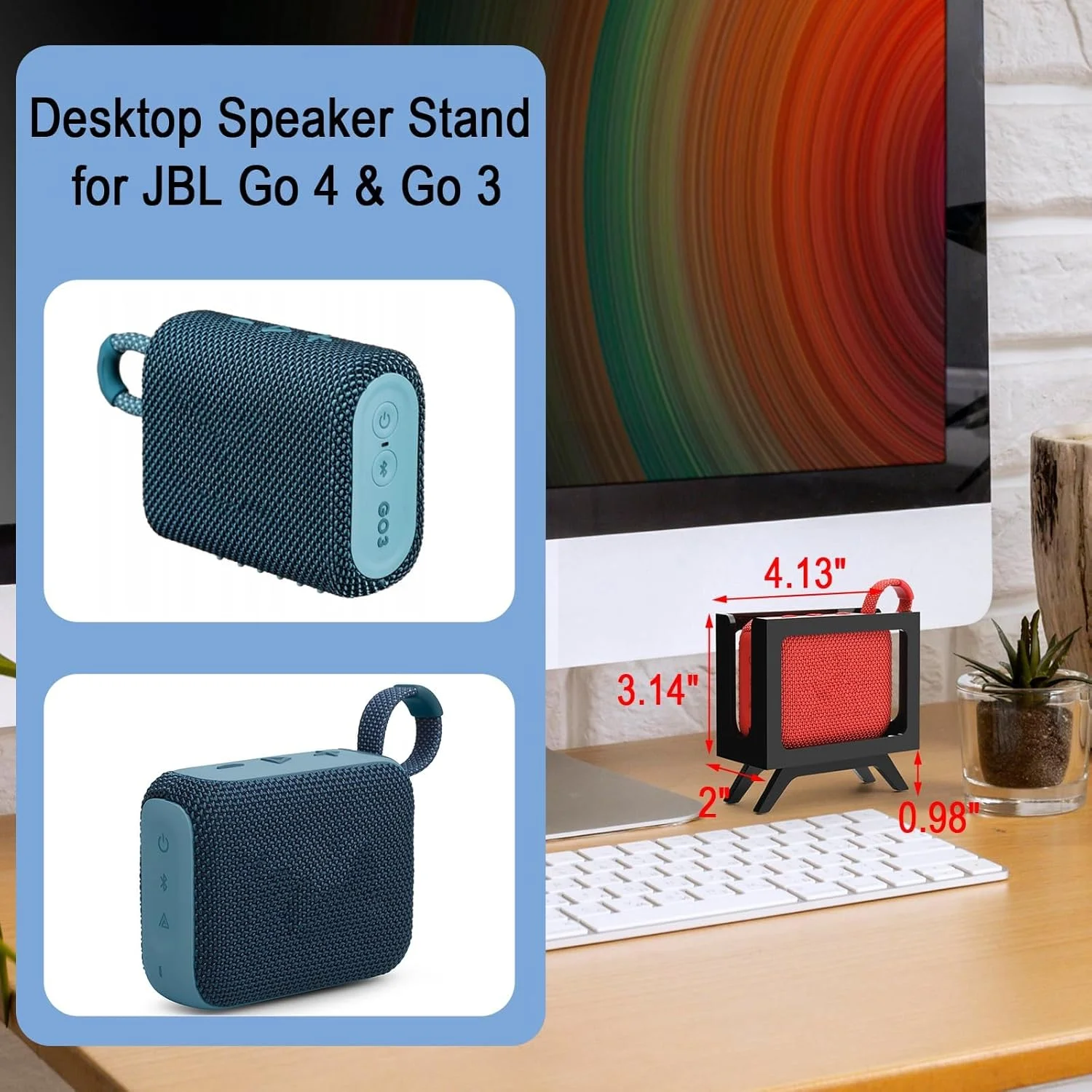 پایه رومیزی بلندگو برای JBL Go 4 و Go 3، نگهدارنده اکریلیک ضد لغزش، قفسه نمایشگر بلندگوی رومیزی پایدار، پایه صوتی قابل حمل برای دفتر، خانه، مسافرت