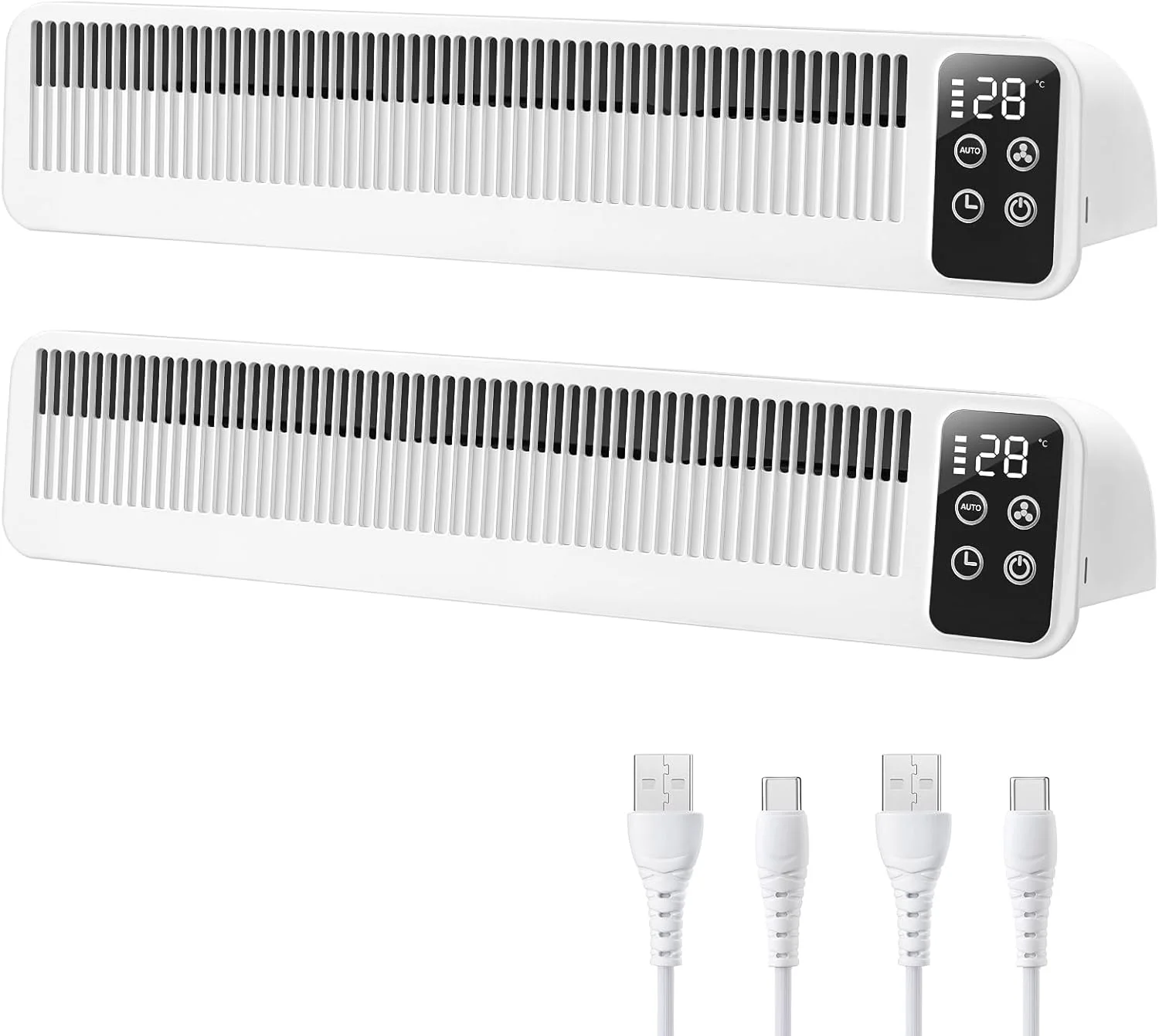 فن رادیاتور SURAIELEC بسته 2 عددی با 3 فن در هر کدام، تقویت کننده هوشمند فن رادیاتور با 3 سرعت، حالت خودکار و تایمر، باتری 5200 میلی آمپر ساعتی، USB-C، نمایشگر دما، نصب مغناطیسی، سفید، دارای گواهی CE
