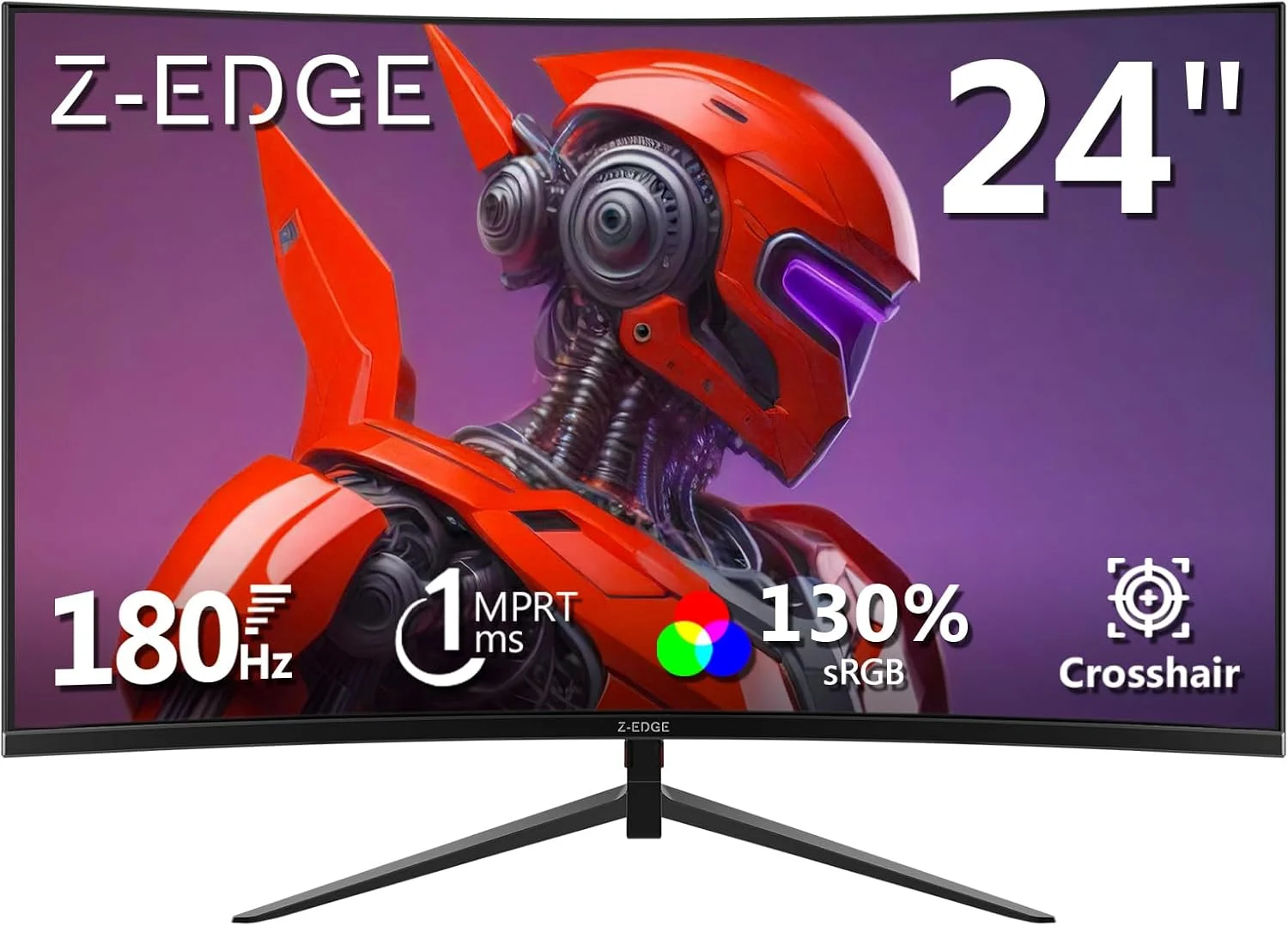 مانیتور گیمینگ خمیده ۲۴ اینچی Z-Edge UG24، کیفیت Full HD، نرخ نوسازی ۱۸۰ هرتز (DP) و ۱۴۴ هرتز (HDMI)، زمان پاسخگویی ۱ میلی‌ثانیه MPRT، روشنایی ۳۰۰cd/m²، انحنای ۱۶۵۰R، FreeSync، دارای پورت HDMI و DP، دارای ۲ بلندگوی ۲ واتی - مشکی