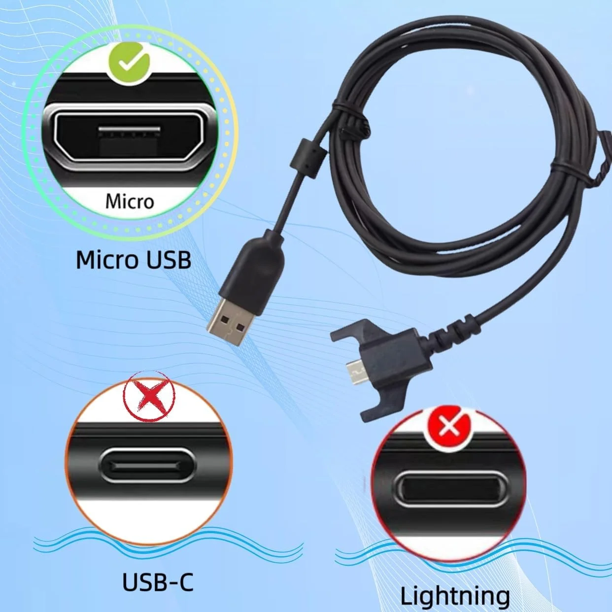 کابل شارژ USB سازگار با Logitech G403/G703/G900/G903/G Pro Wireless Mouse/G PRO X Superlight Wireless Gaming Mouse/G560 Speaker
