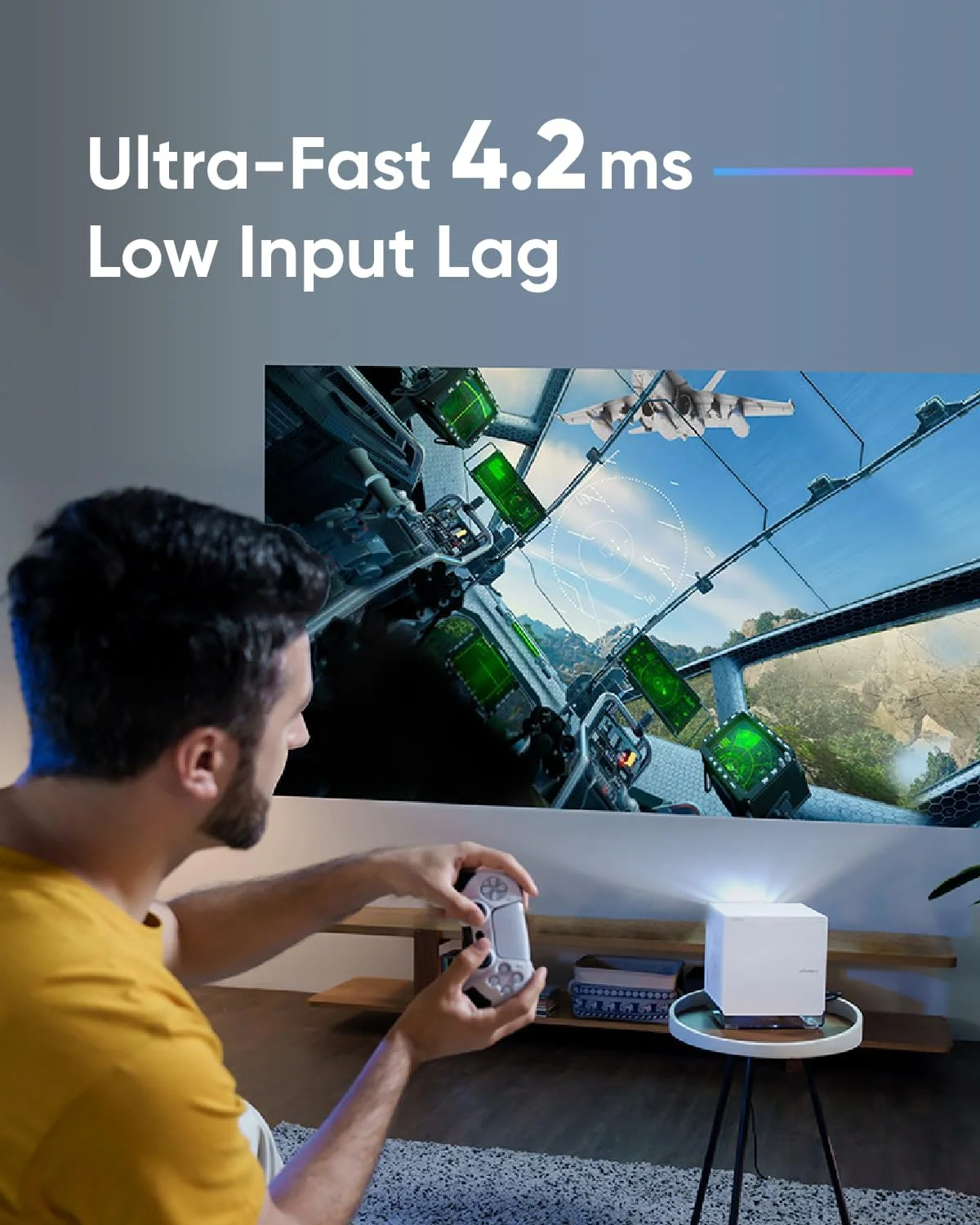 پروژکتور پرتاب کوتاه 4K نومودیک P1000، 2300 انسی لومن با بلندگوی H/K، صفحه نمایش بزرگ 180 اینچی، فوکوس خودکار و کیستون، پروژکتور گیمینگ 4K با تاخیر کم 4.2 میلی‌ثانیه