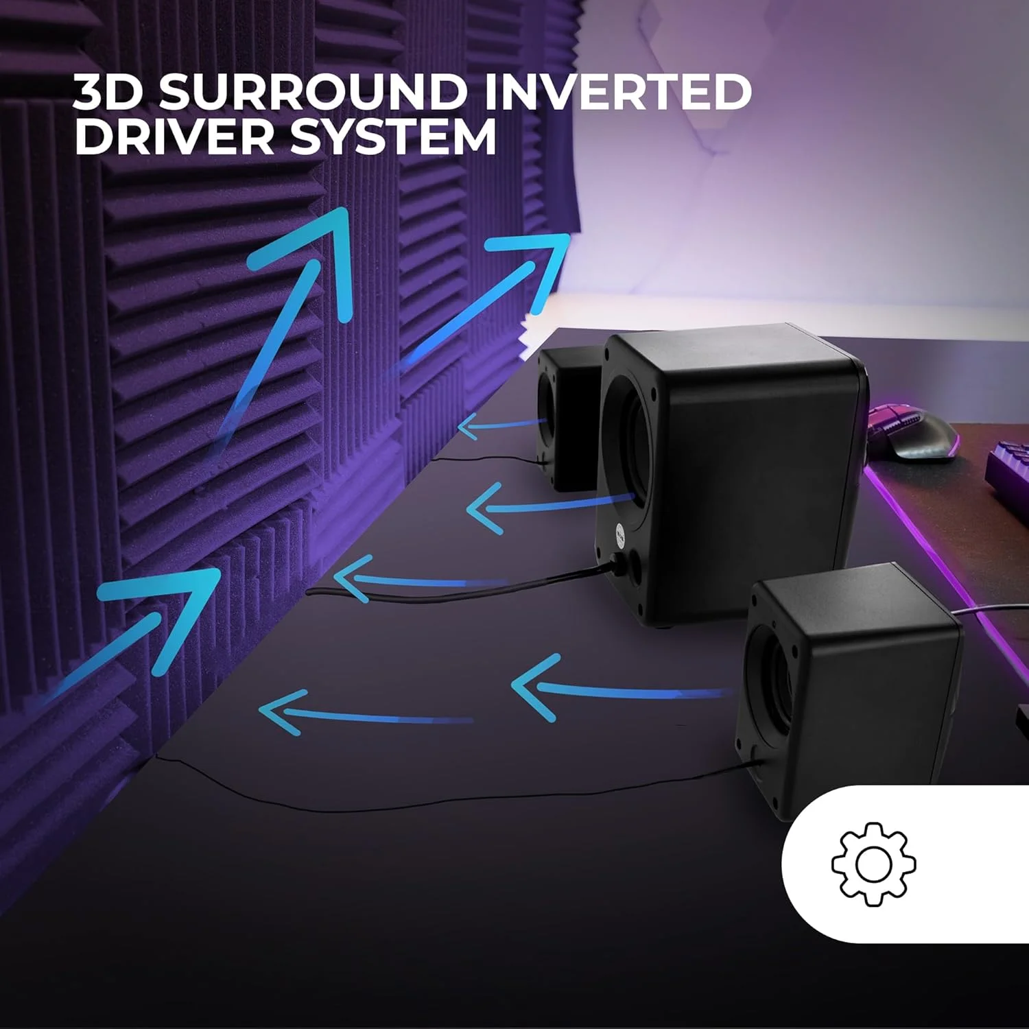 اسپیکر گیمینگ RGB 2.1 کاناله و ساب ووفر 35 واتی Mars Gaming MS-H21، سیستم درایور فراگیر سه بعدی معکوس، اسپیکرهای جمع و جور با نورپردازی RGB پویا، منبع تغذیه USB و کانکتور جک 3.5 میلی متری، سفید