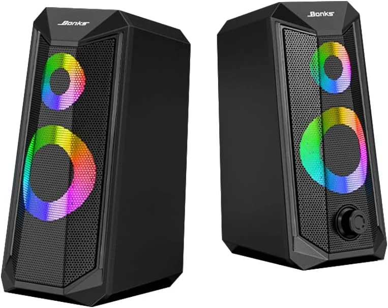 اسپیکرهای رومیزی، اسپیکر استریو HiFi کامپیوتر PC با 2.0 کانال با حالت های نور LED رنگارنگ، بیس تقویت شده و دسترسی آسان، K102.