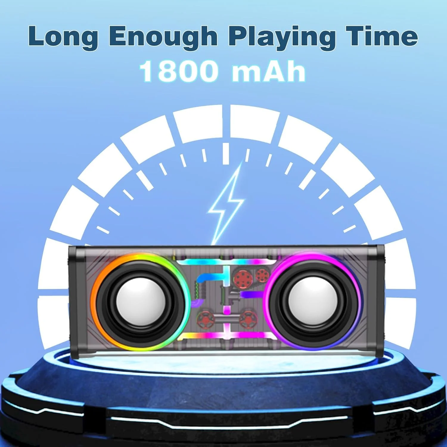 اسپیکر بلوتوث قابل حمل، اسپیکرهای بی سیم بلوتوث 5.3 با نورهای RGB و بدنه شفاف، پشتیبانی از جفت سازی TWS/کارت TF، صدای استریو 10 واتی، مناسب برای خانه، فضای باز، مسافرت (مشکی)