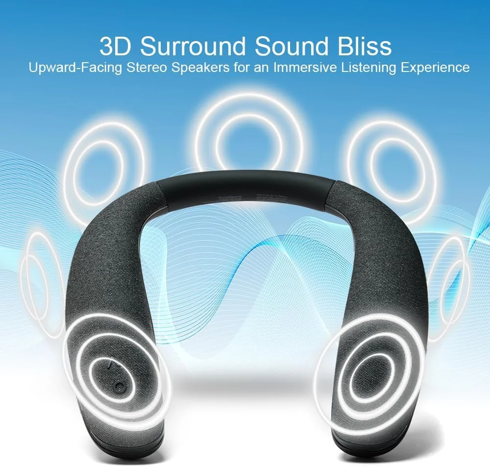 اسپیکر گردنی بی سیم HomeSpot JY508 - صدای استریو سه بعدی، 12 ساعت پخش، تأخیر کم برای بازی/تلویزیون، شارژ سریع Type-C، اسپیکر پوشیدنی برای خانه، دفتر و فضای باز