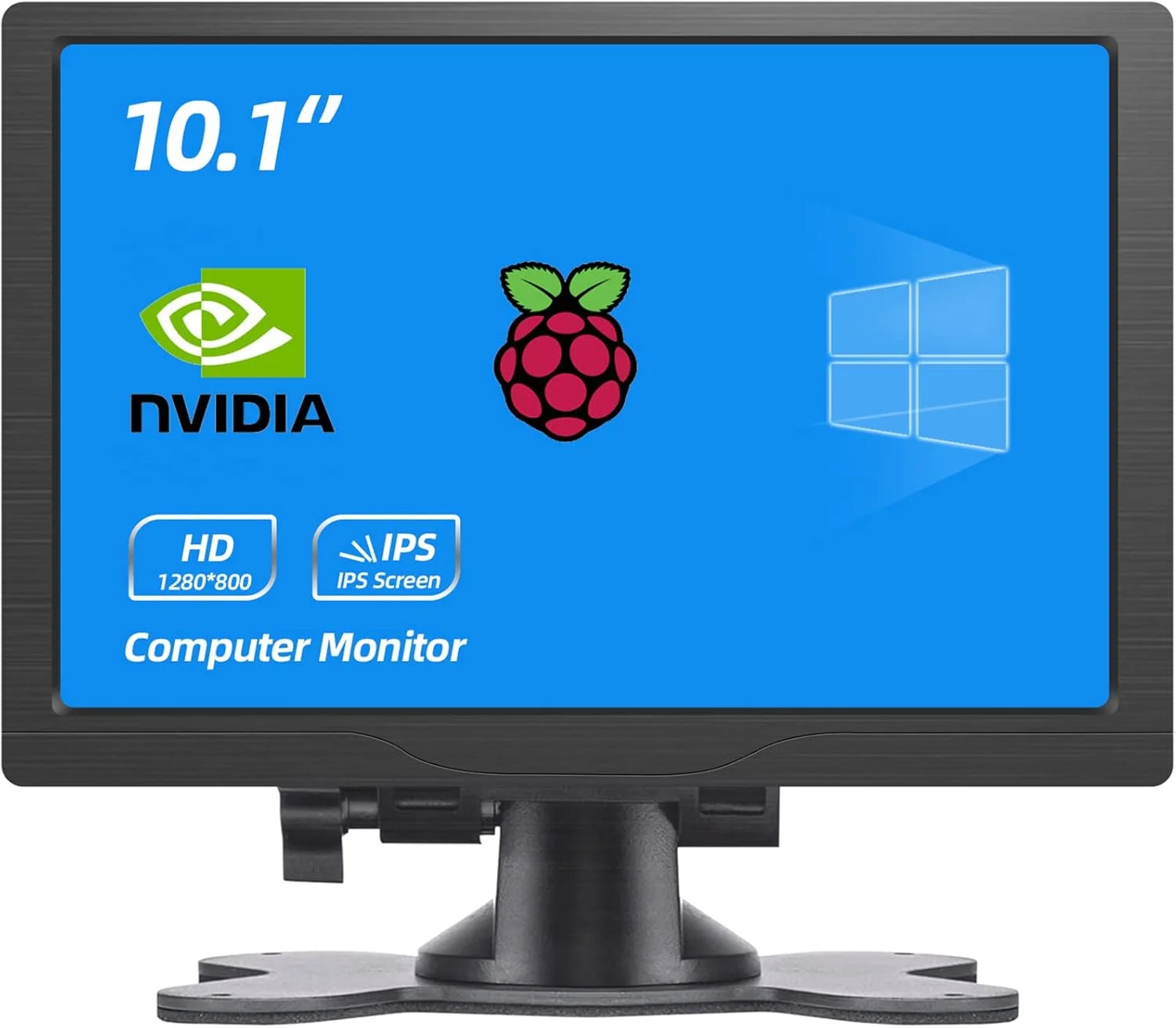 مانیتور 10.1 اینچی HMTECH با HDMI، رزولوشن 1280X800، مانیتور قابل حمل HD VGA با صفحه نمایش LCD IPS و بلندگوهای دوگانه برای Raspberry pi/PC/Laptop/TV/Camera/Gaming