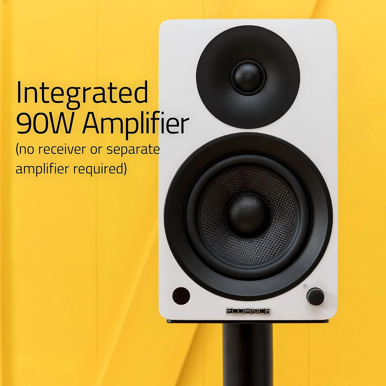 اسپیکرهای قفسه کتابی استریو 2 طرفه Fluance Ai41 با درایورهای 5 اینچی، آمپلی‌فایر 90 واتی برای Turntable، تلویزیون، PC و پخش موسیقی بی‌سیم بلوتوث 5 با RCA، Optical، خروجی ساب ووفر (گردوی طبیعی)
