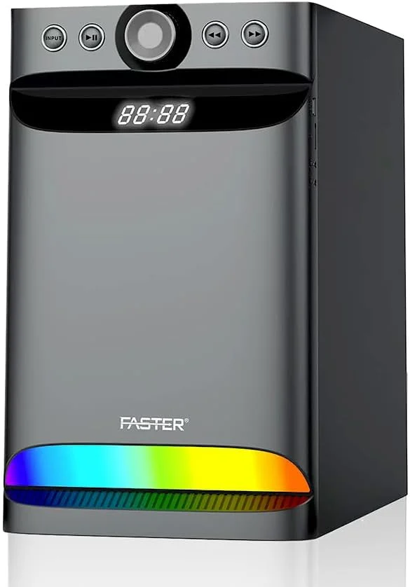 سیستم صوتی 90 واتی Faster XB8000 با ساب ووفر - ووفر 8 اینچی و بلندگوهای ماهواره ای 3 اینچی، سیستم صوتی 2.1 کاناله خانگی، بلوتوث 5.0، USB، AUX، نورهای RGB، کنترل از راه دور برای تلویزیون، تلفن هوشمند، تبلت