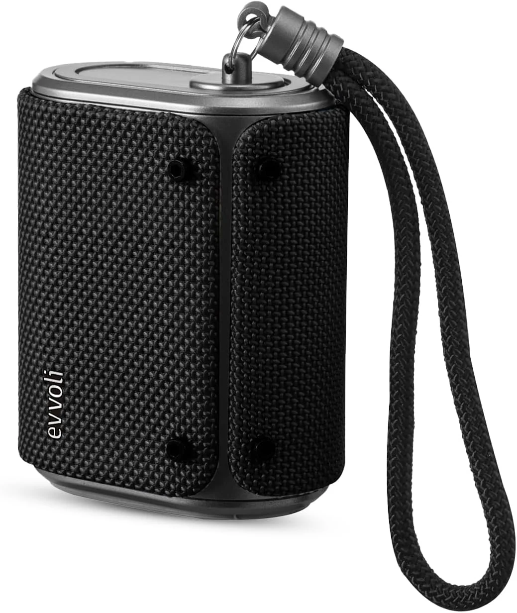 اسپیکر بلوتوثی ضد آب 5 واتی evvoli مناسب فضای داخلی و خارجی با میکروفون داخلی - EVAUD-MB5A، مشکی