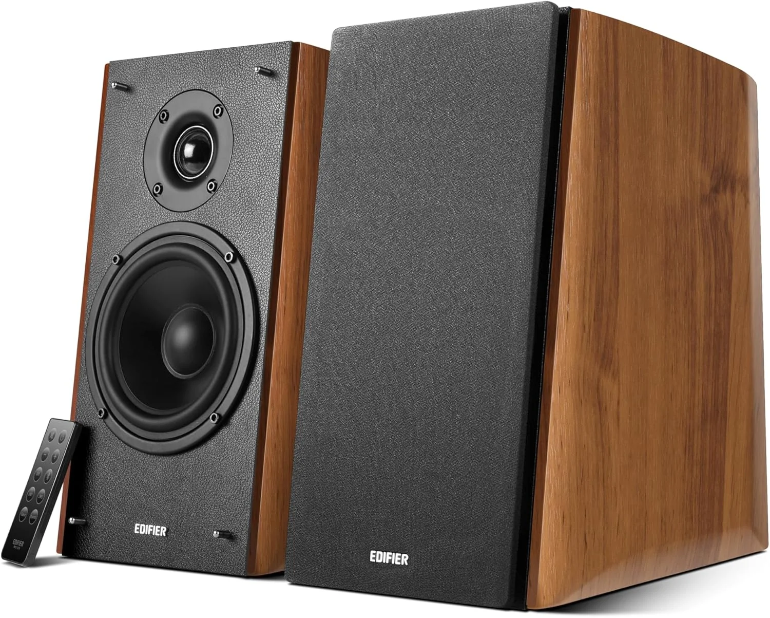 اسپیکرهای بلوتوثی قفسه کتابی اکتیو Edifier R2000DB - ورودی اپتیکال - اسپیکرهای مانیتور استودیویی بی سیم 2.0 میدان نزدیک - 120 وات RMS با ووفر بزرگ 5 اینچی - بلوطی گرم