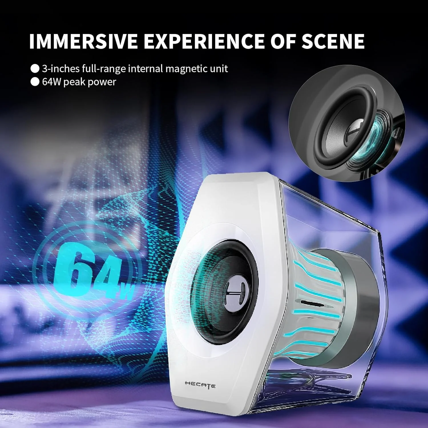 اسپیکرهای گیمینگ رومیزی 2.0 کامپیوتر Edifier G2000 Pro 64W برای لپ تاپ PC مک بوفر بلوتوث USB ورودی های AUX 3.5 میلی متری نور RGB اسپیکرهای چند رسانه ای سفید