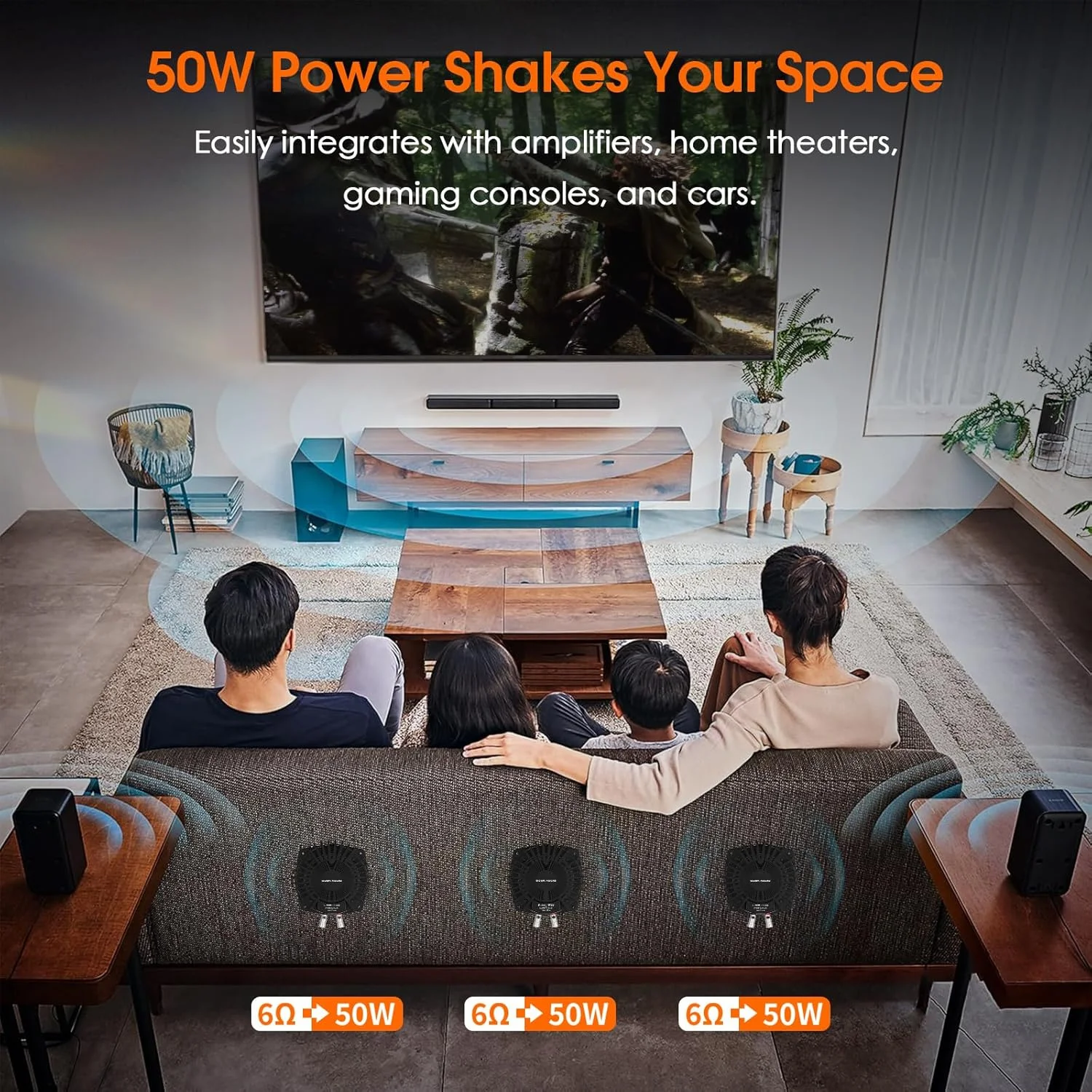 لرزاننده باس Douk Audio BS-1: تقویت کننده باس 50 واتی - مبدل لمسی - ساب ووفر برای سینمای خانگی، سیستم صوتی خودرو و غوطه وری در لرزش صندلی بازی (یک جفت)