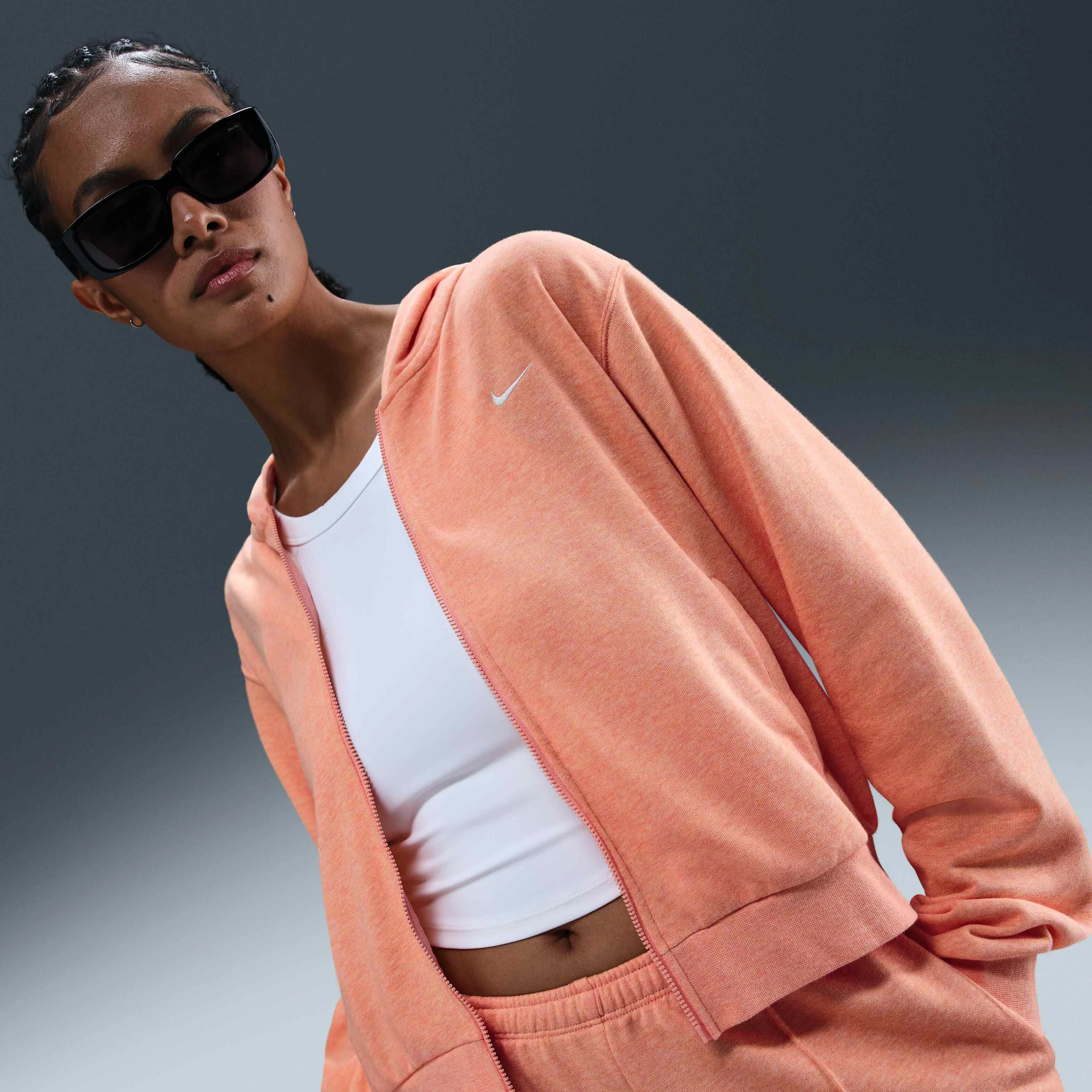 هودی زنانه کلاه دار و زیپ دار نایک Sportswear Chill Terry