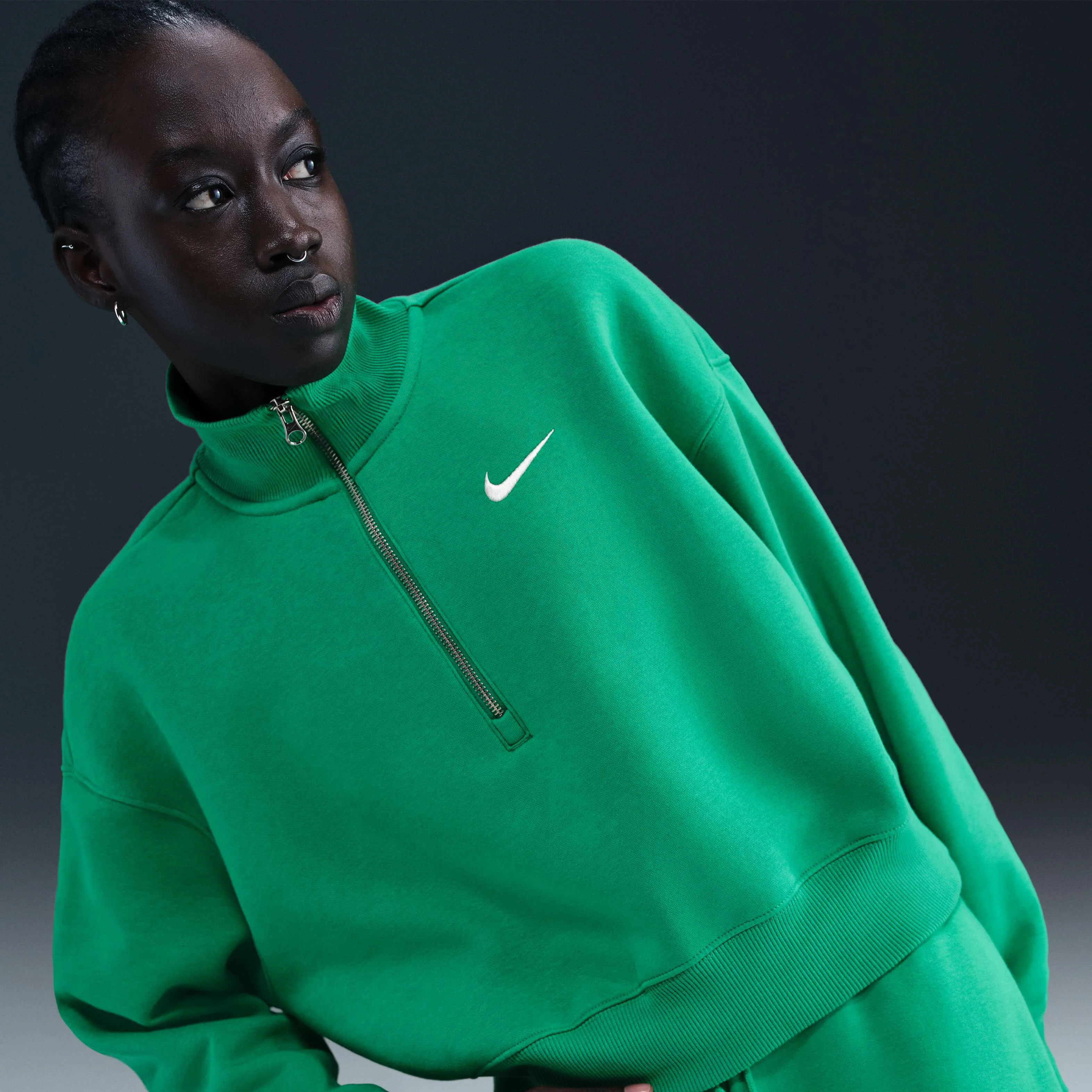 نیم تنه ورزشی زنانه نایکی Sportswear Phoenix Fleece با زیپ یک‌چهارم
