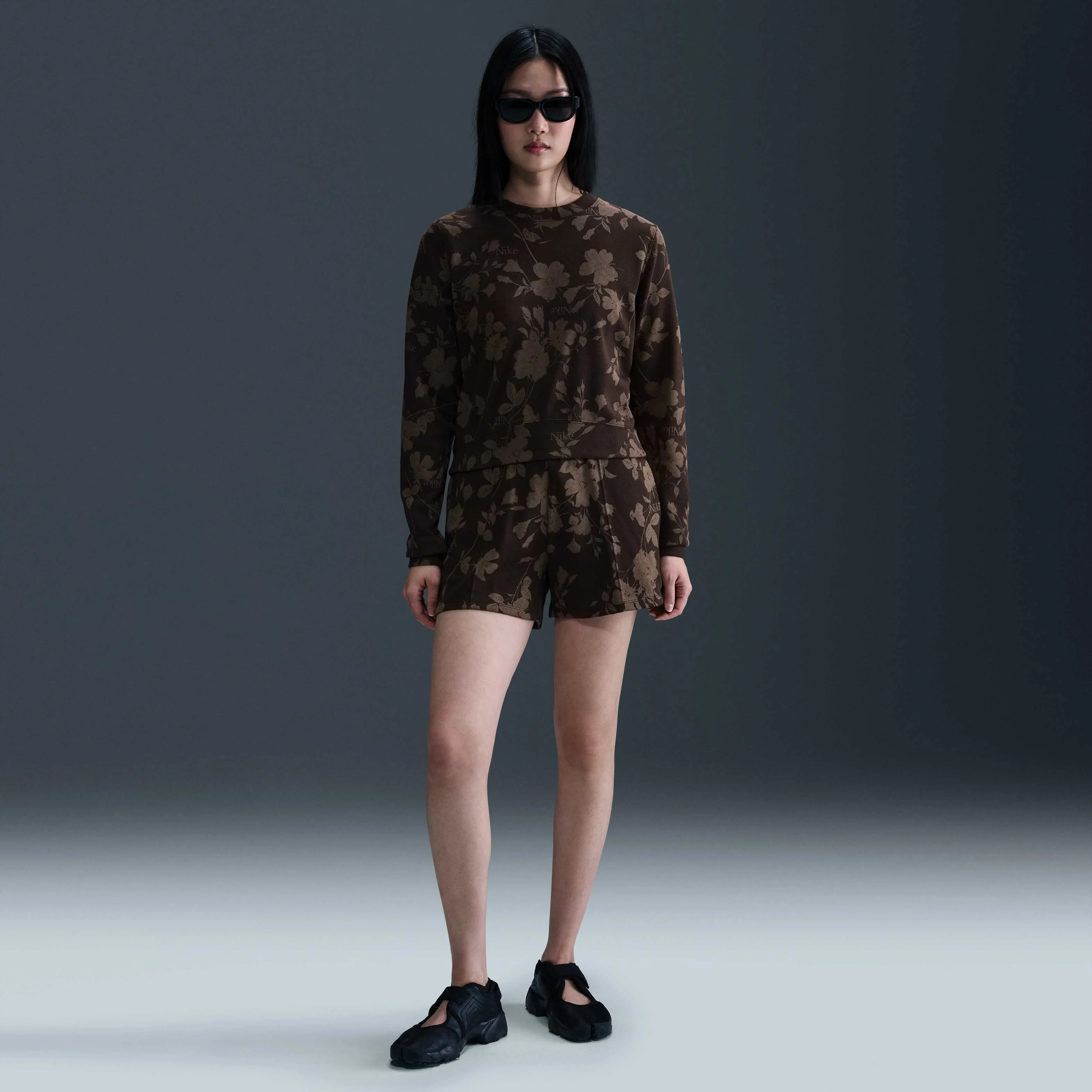 سویشرت زنانه نایک اسپرتس ویر Chill Terry با یقه گرد و طرح چاپی