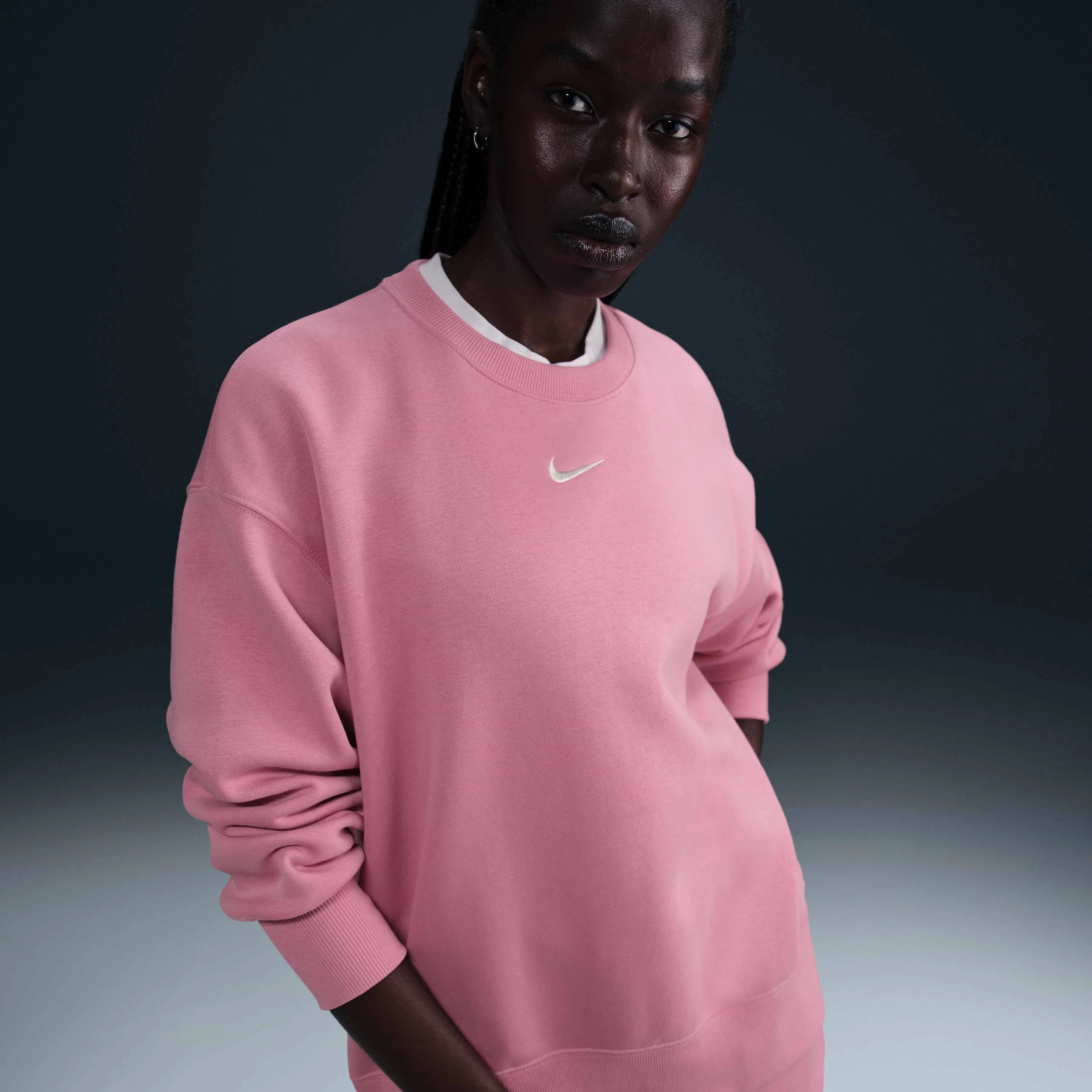 سویشرت زنانه نایک اسپرتسویر فونیکس پشمی با یقه گرد و سایز بزرگ