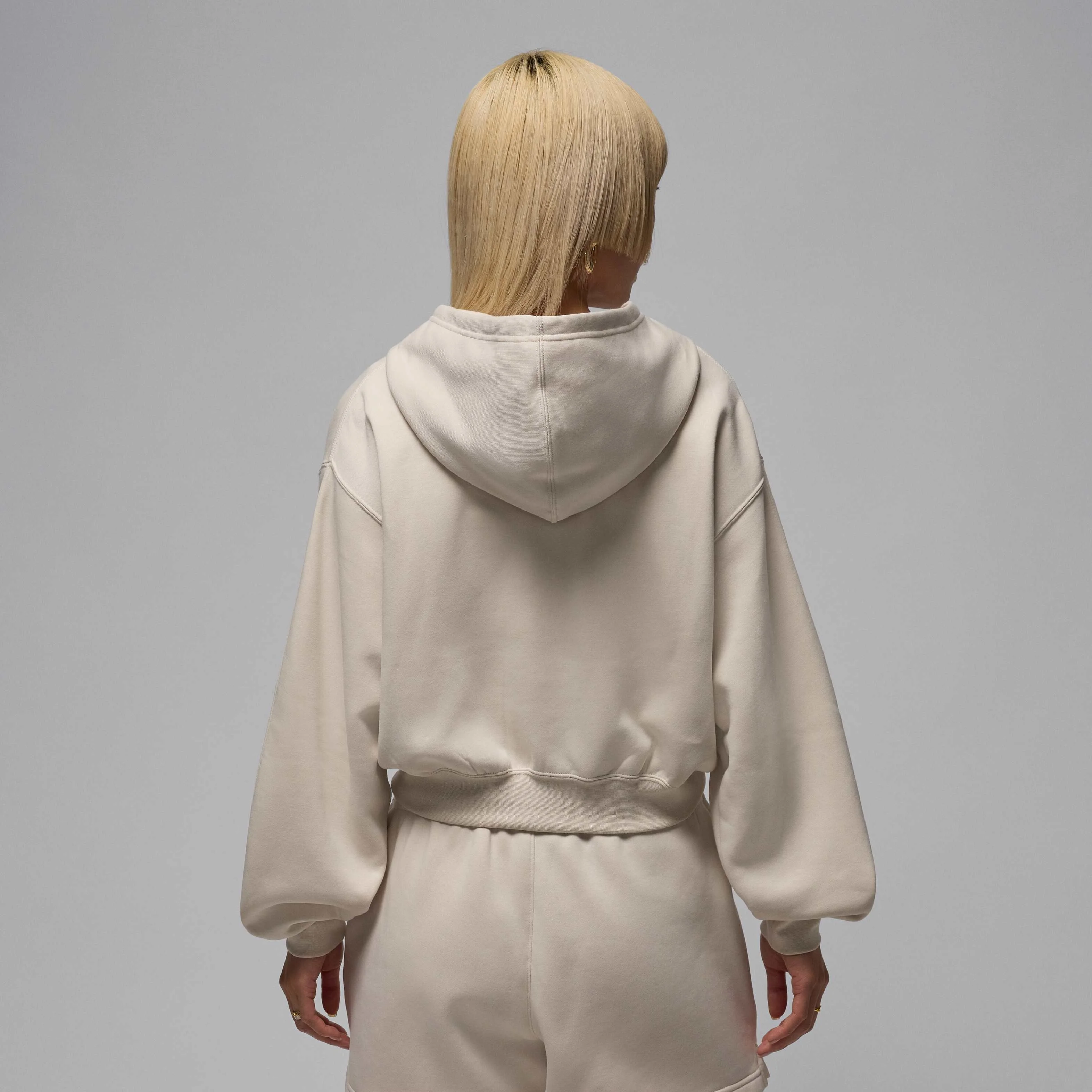 هودی زیپ‌دار کوتاه زنانه جردن Brooklyn Fleece - قهوه‌ای روشن/سفید