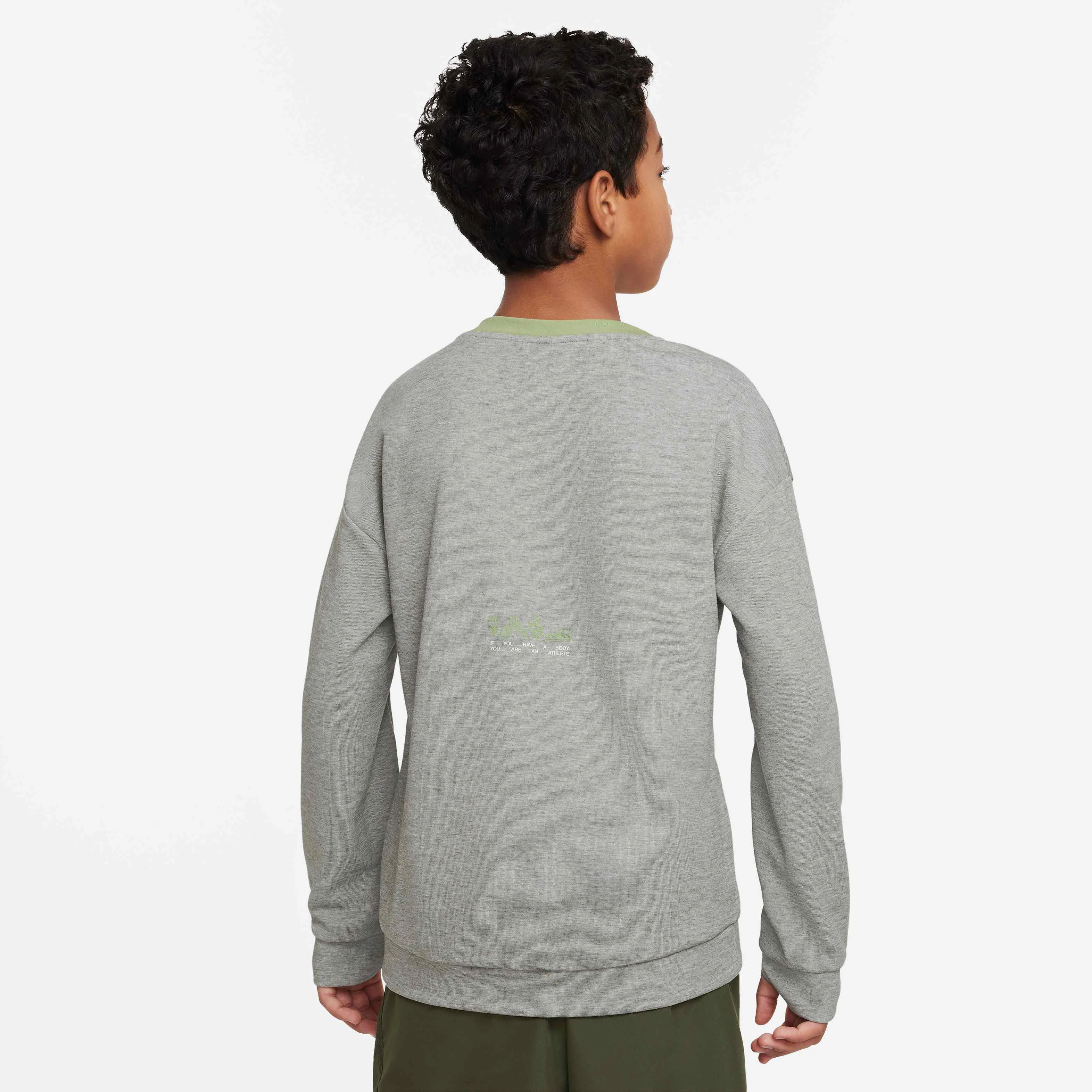 سویشرت تمرینی یقه گرد نایکی Dri-FIT Performance Select مناسب نوجوانان (پسرانه) - سبز زیتونی/تمساحی/هدر/تمساحی