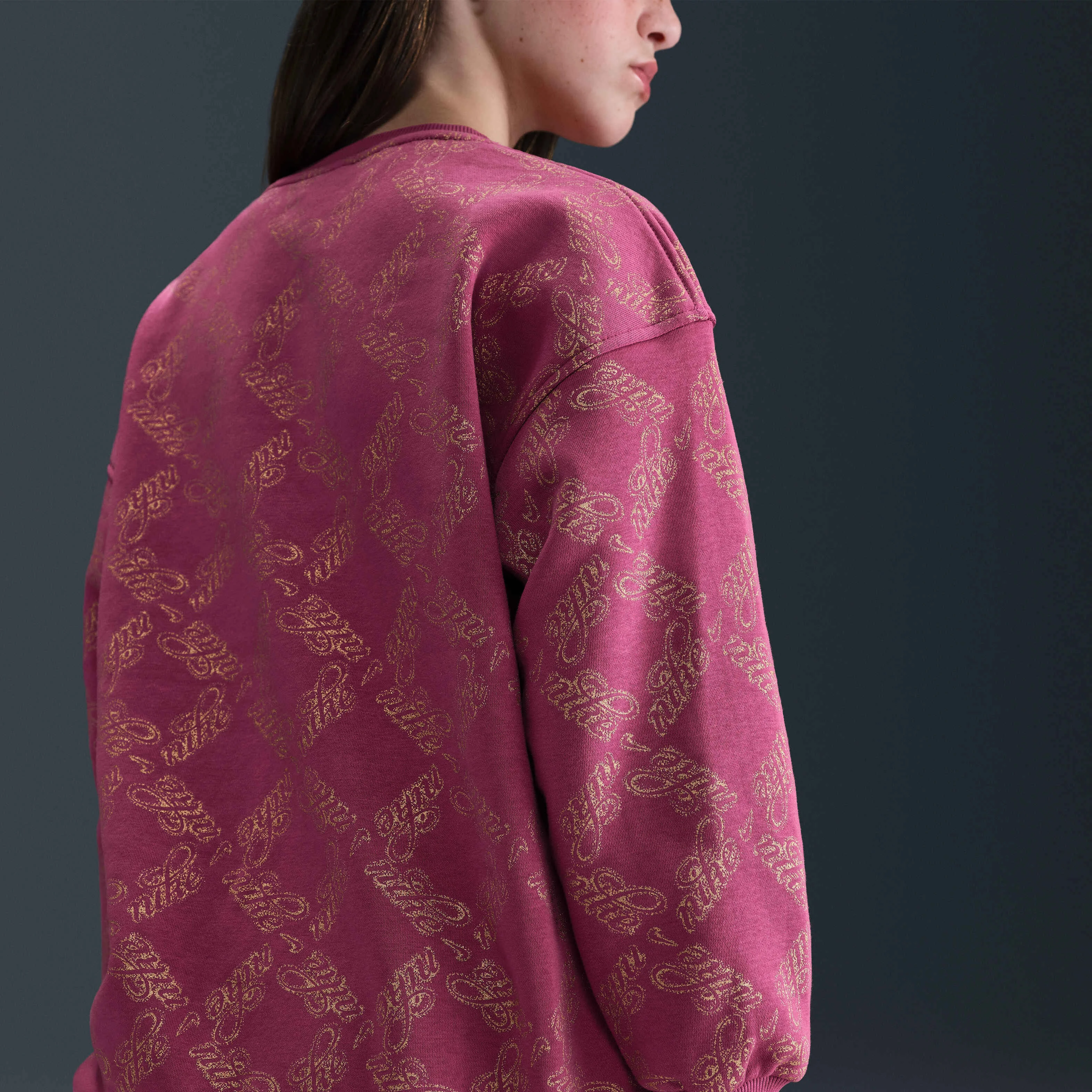 سویشرت یقه گرد چاپ دار بزرگسالان (دخترانه) Nike Sportswear Club Fleece