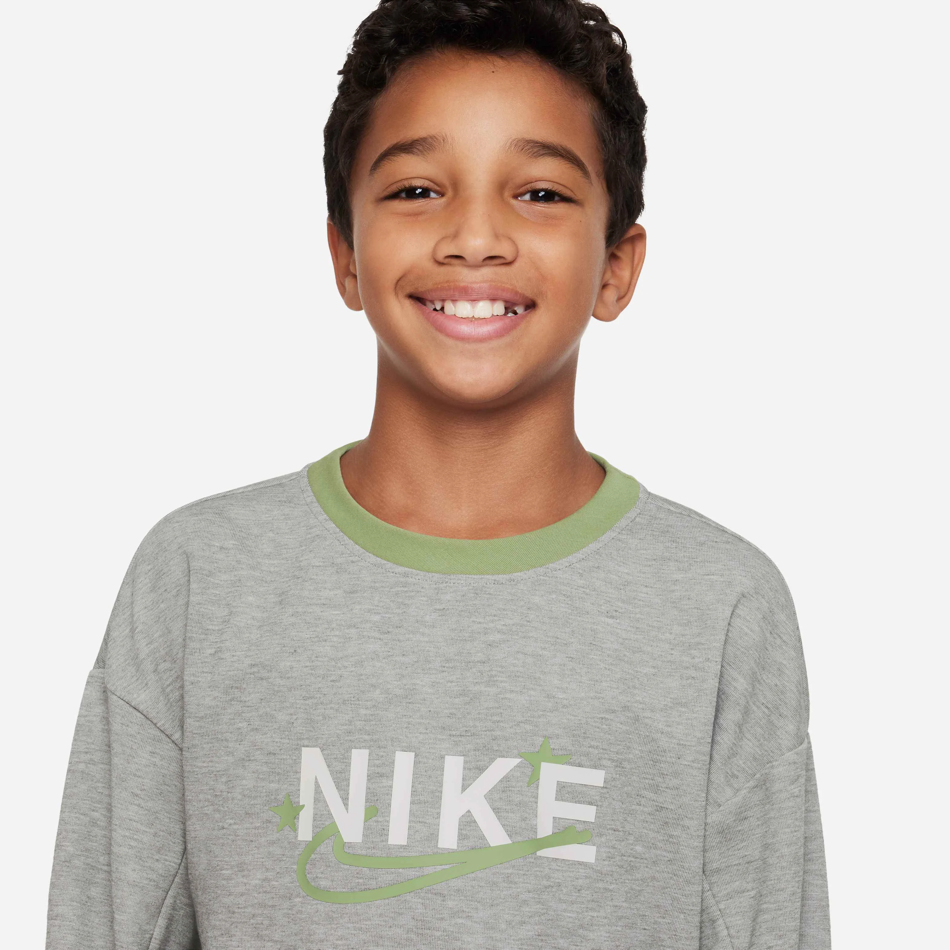 سویشرت تمرینی یقه گرد نایکی Dri-FIT Performance Select مناسب نوجوانان (پسرانه) - سبز زیتونی/تمساحی/هدر/تمساحی