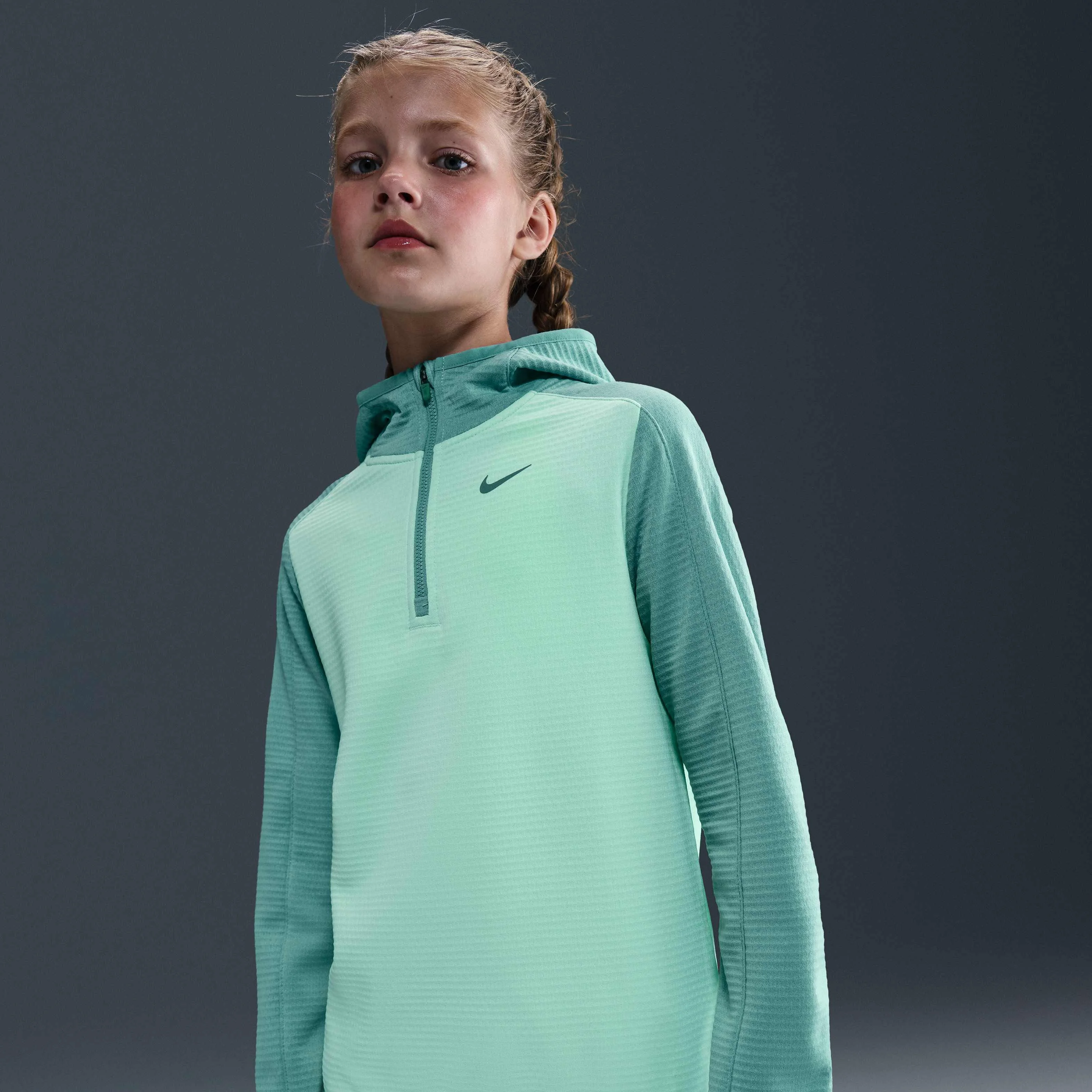 نیم تنه زیپ دار یک ربع نایک Therma-FIT مخصوص بچه های بزرگتر - فوم نعنایی/کانن