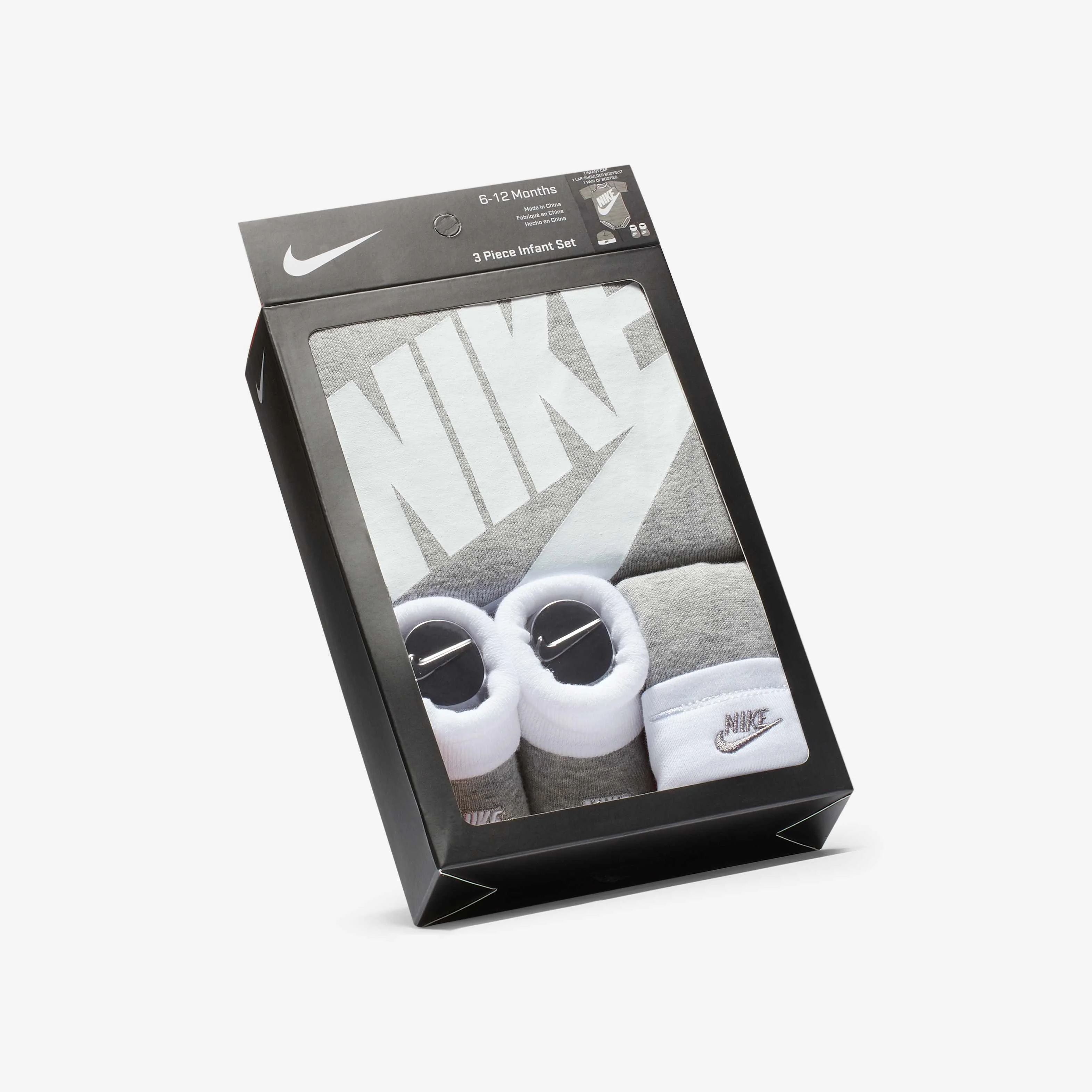 ست ۳ تکه نوزادی نایک (۰-۶ ماه) - خاکستری تیره