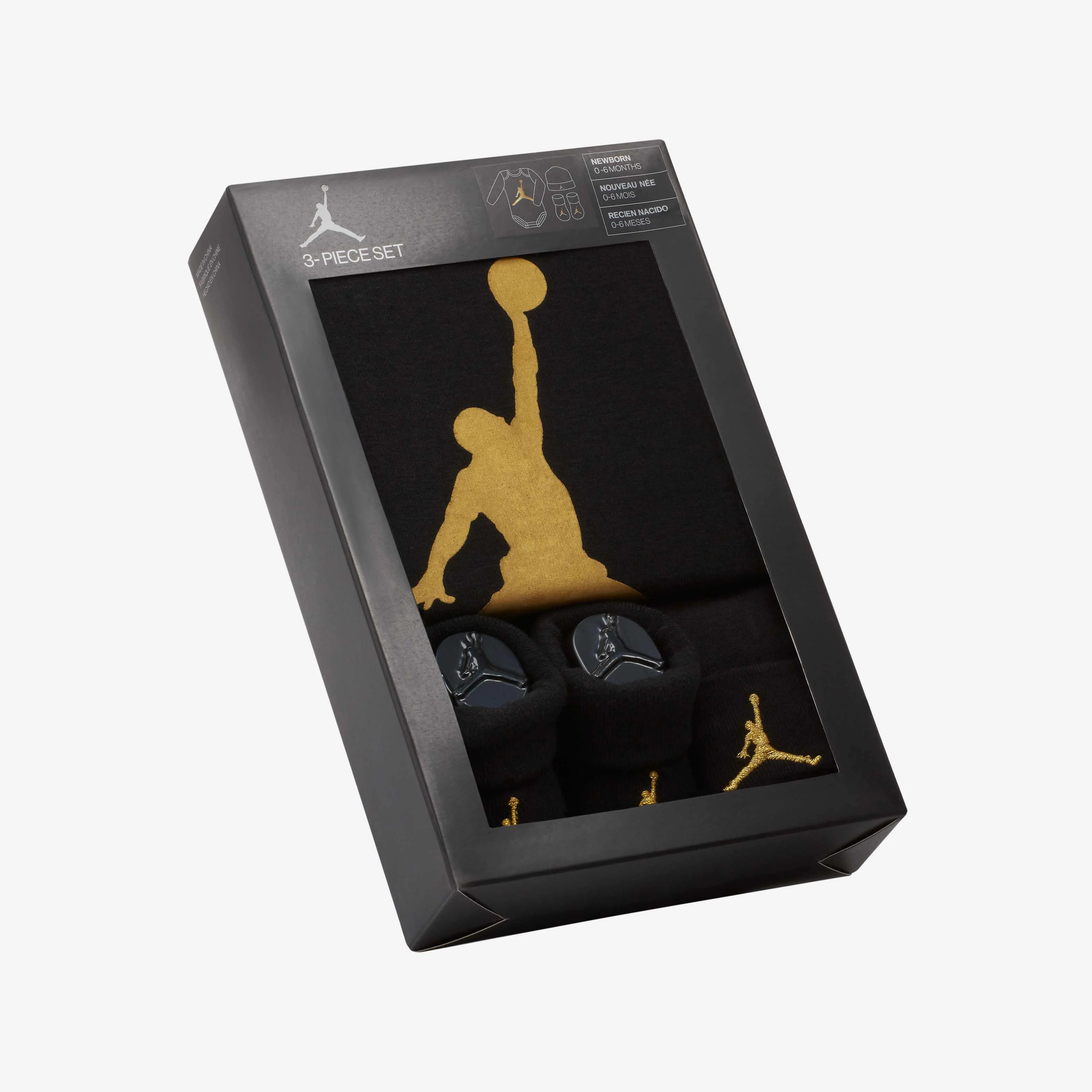 ست ۳ تکه نوزادی جردن (۰-۱۲ ماه) - مشکی/طلایی