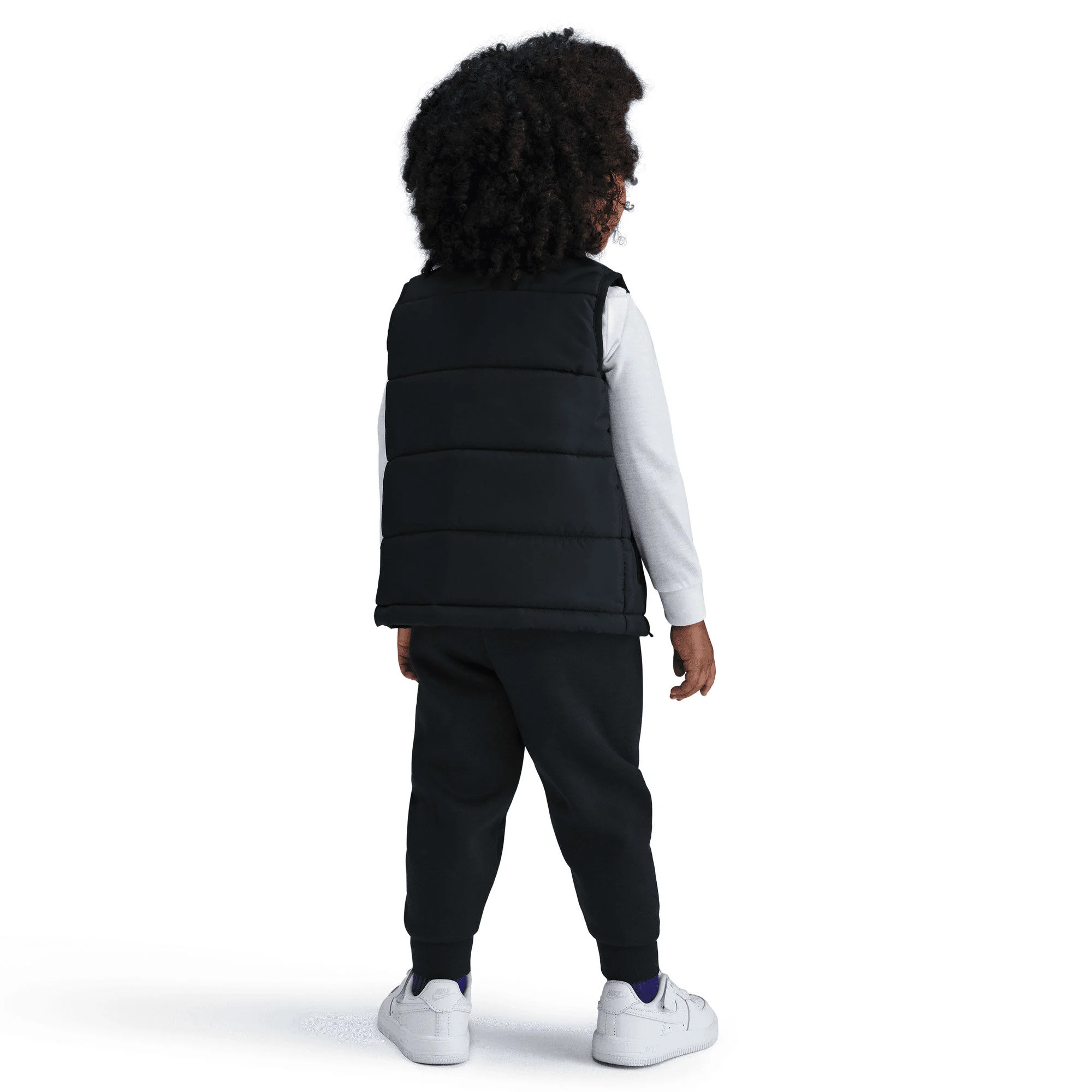 ست تی‌شرت آستین بلند، جلیقه و شلوار ورزشی کودکانه نایکی - مشکی/سفید